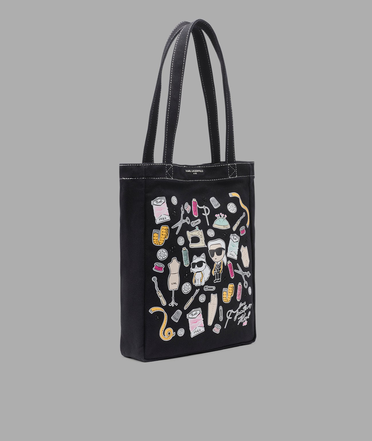 CANNES KARL & CHOUPETTE CANVAS TOTE VIEW 2 CANNES KARL & CHOUPETTE CANVAS TOTE VIEW 2