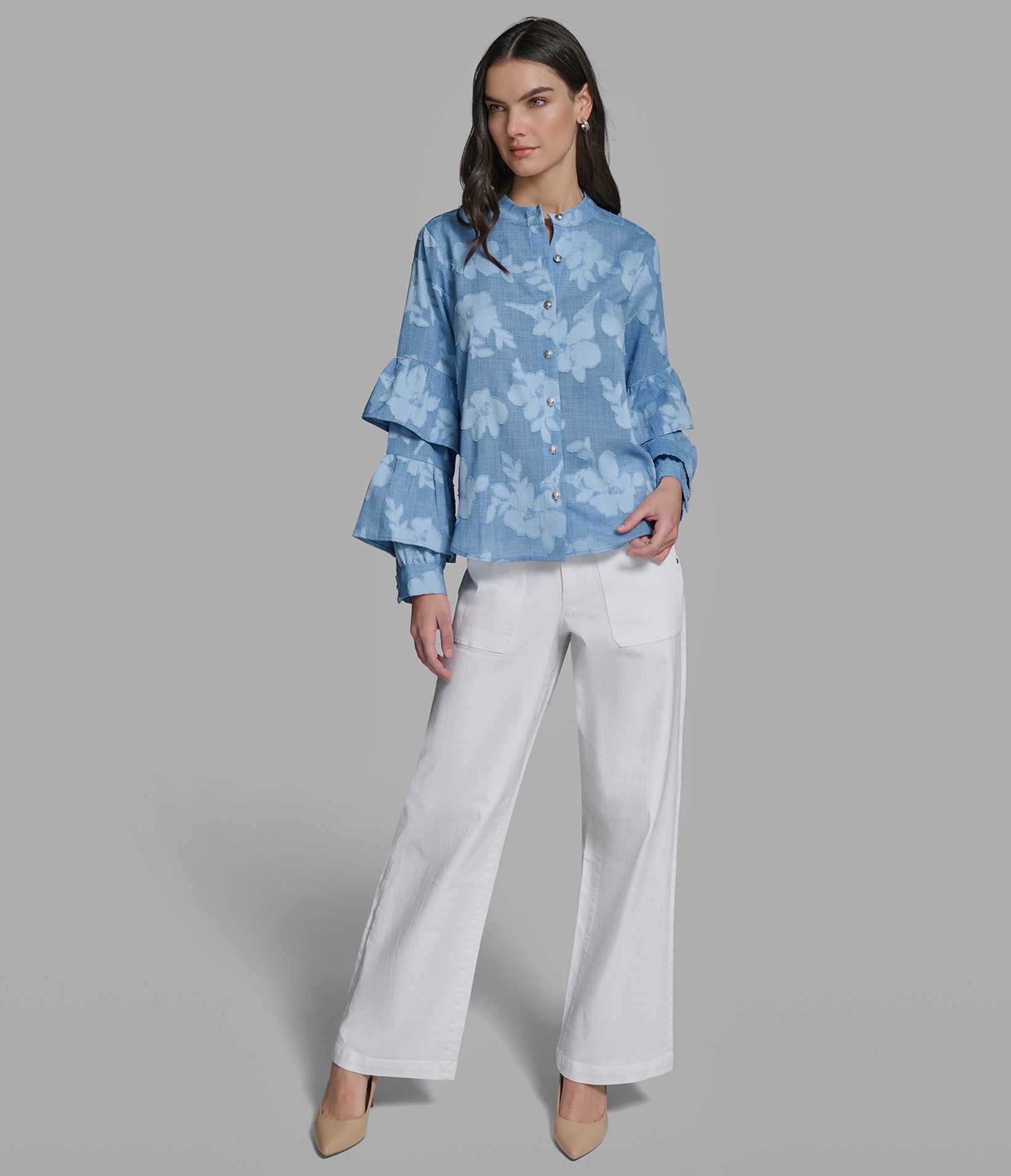JACQUARD BUTTON DOWN TOP View 1 | Spring Picks JACQUARD BUTTON DOWN TOP View 1 | Spring Picks