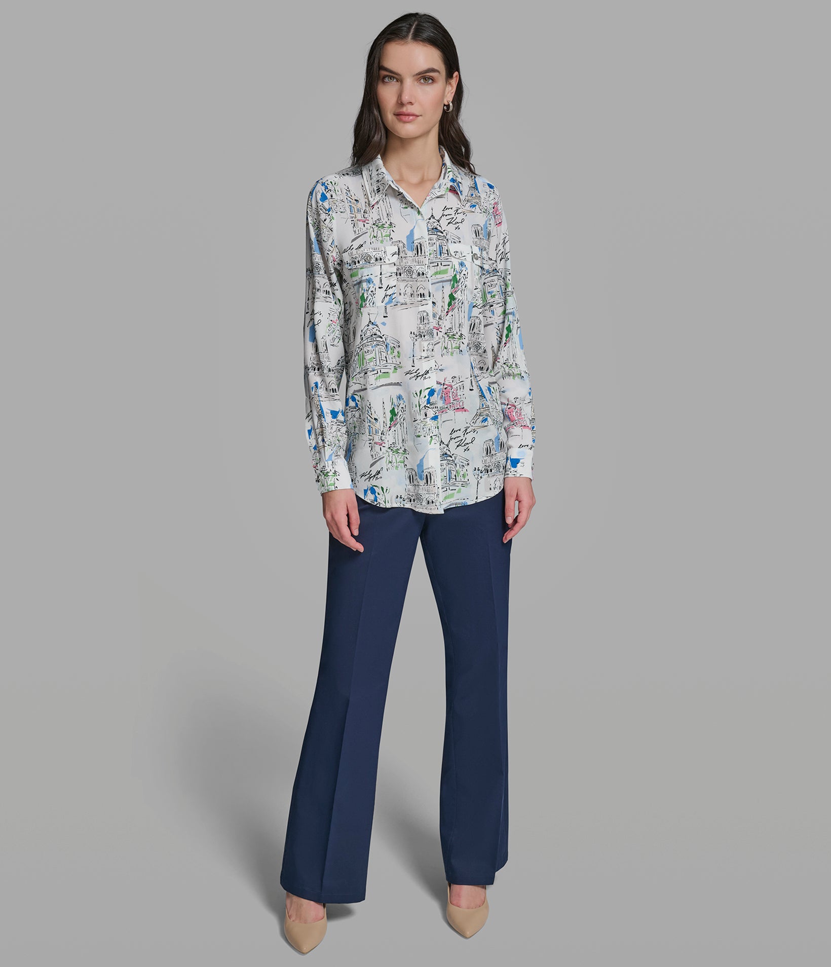 PARIS SKETCH PRINTED BLOUSE VIEW 4 | New Women's Clothing PARIS SKETCH PRINTED BLOUSE VIEW 4 | New Women's Clothing