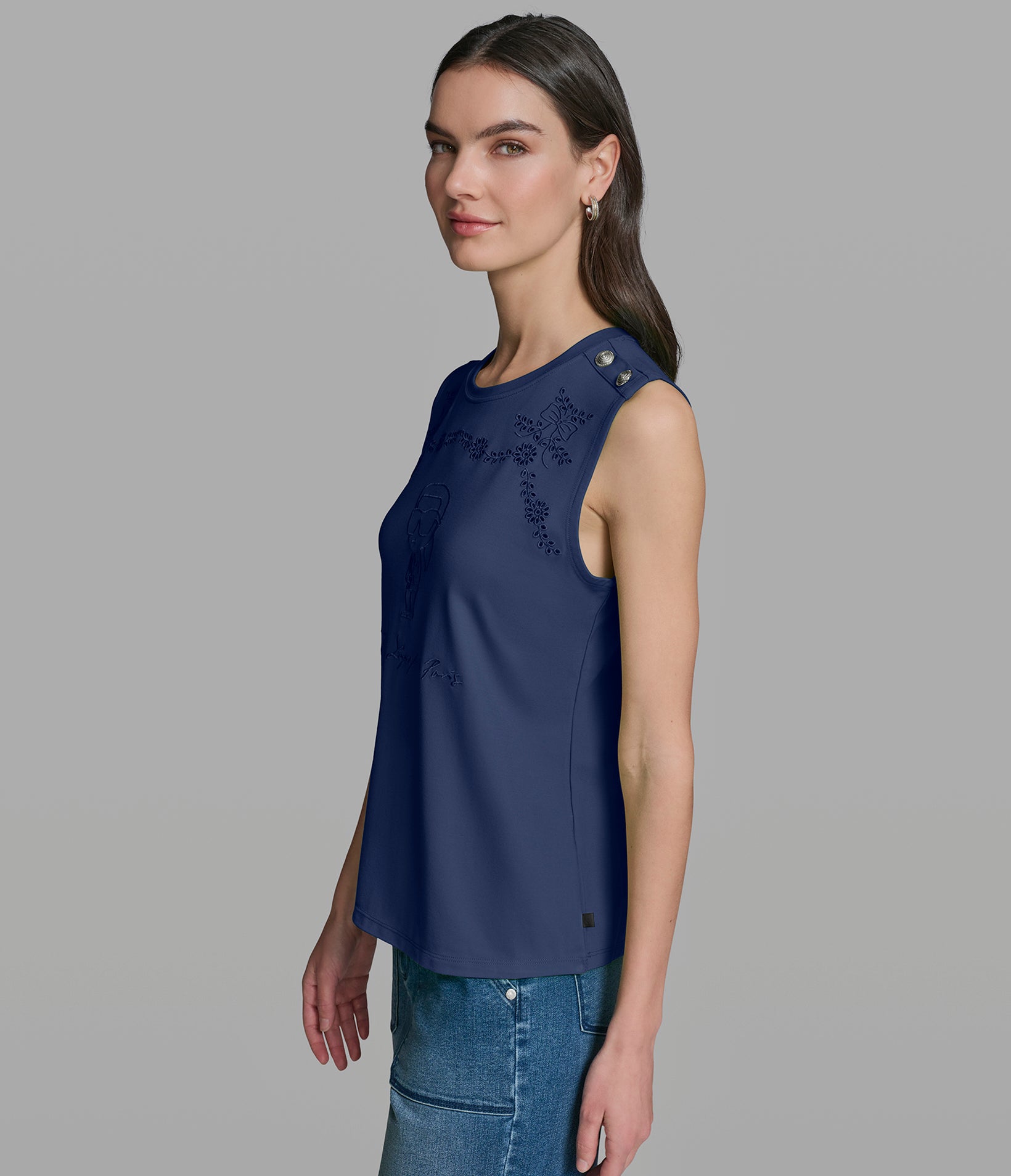 KARL EYELET KNIT TOP VIEW 3 | New Women's Clothing KARL EYELET KNIT TOP VIEW 3 | New Women's Clothing