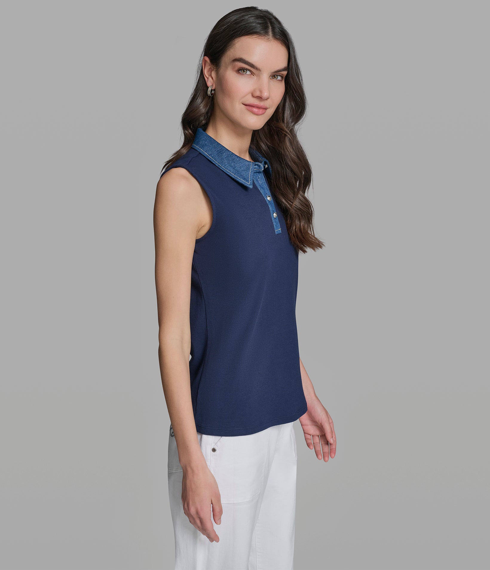 SHORT SLEEVE DENIM COLLAR POLO VIEW 3 SHORT SLEEVE DENIM COLLAR POLO VIEW 3