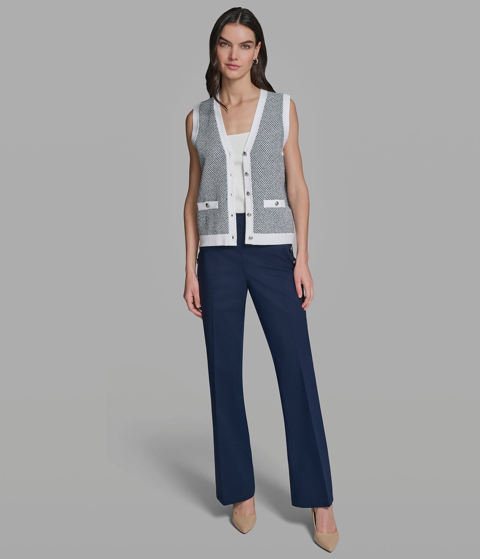 SLEEVELESS MARLED CARDIGAN VIEW 4 | Women's Clothing SLEEVELESS MARLED CARDIGAN VIEW 4 | Women's Clothing