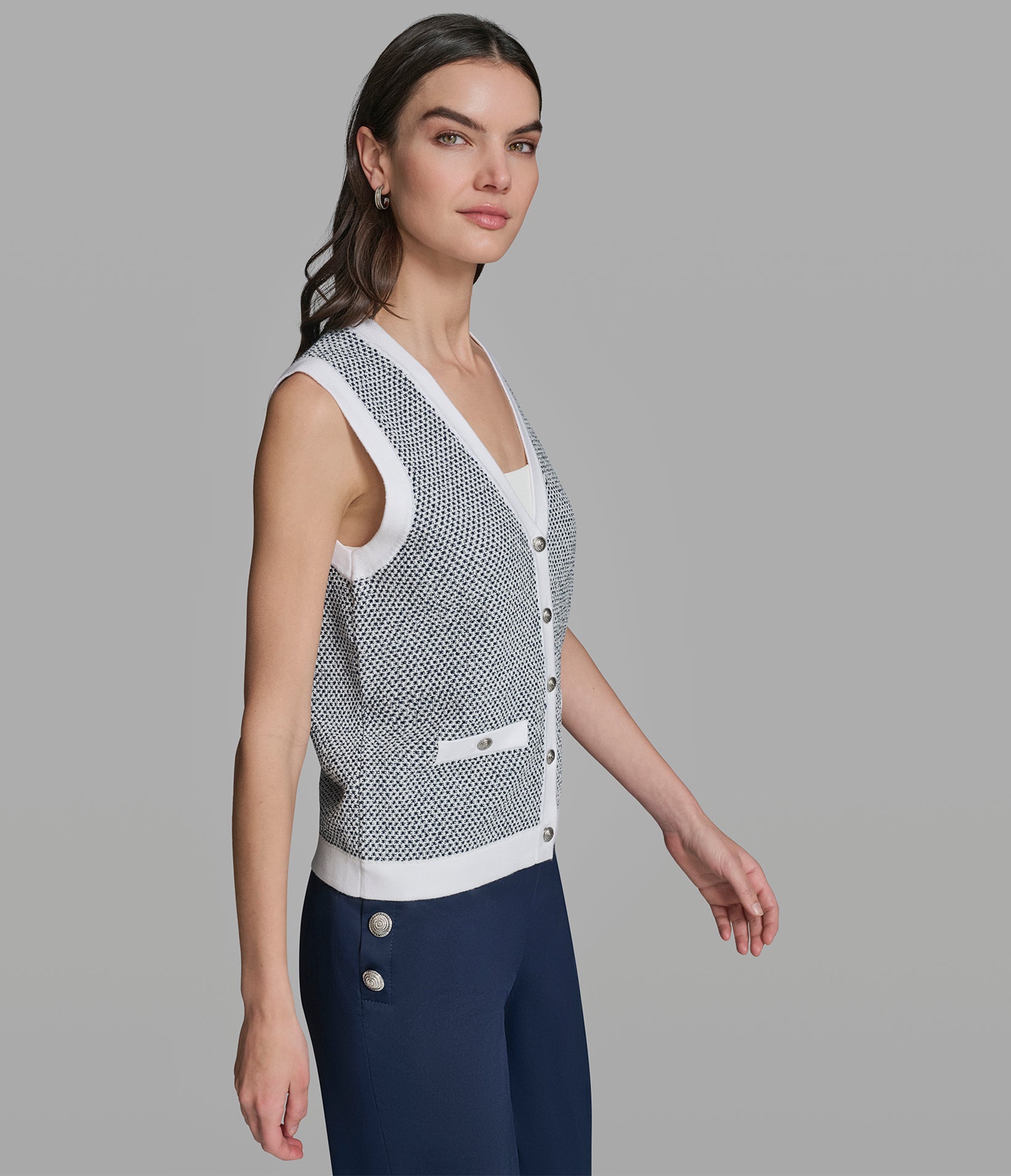 SLEEVELESS MARLED CARDIGAN VIEW 3 | Women's Clothing SLEEVELESS MARLED CARDIGAN VIEW 3 | Women's Clothing