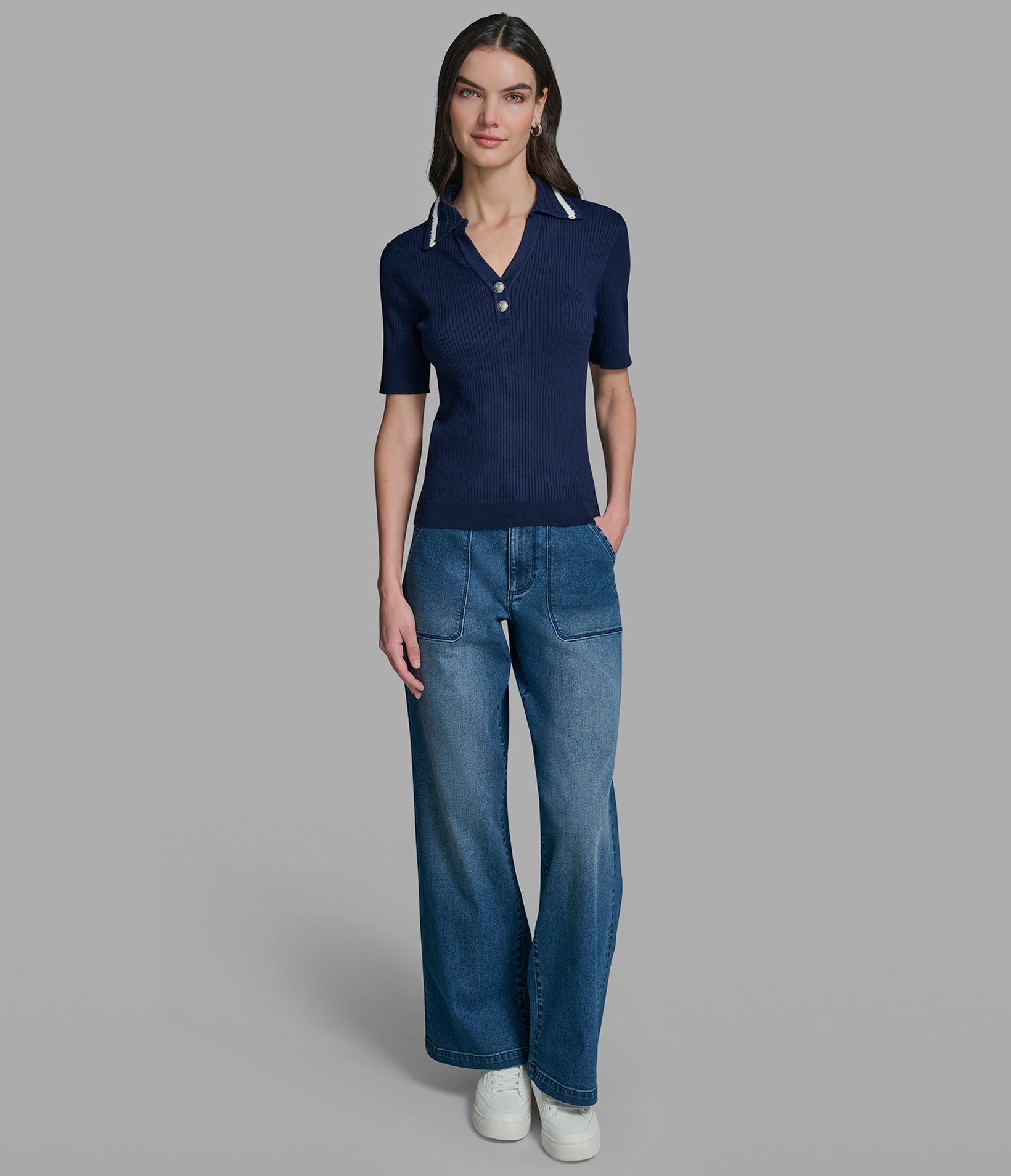 SHORT SLEEVE POLO WITH CROCHET COLLAR VIEW 4 | Women's Clothing SHORT SLEEVE POLO WITH CROCHET COLLAR VIEW 4 | Women's Clothing