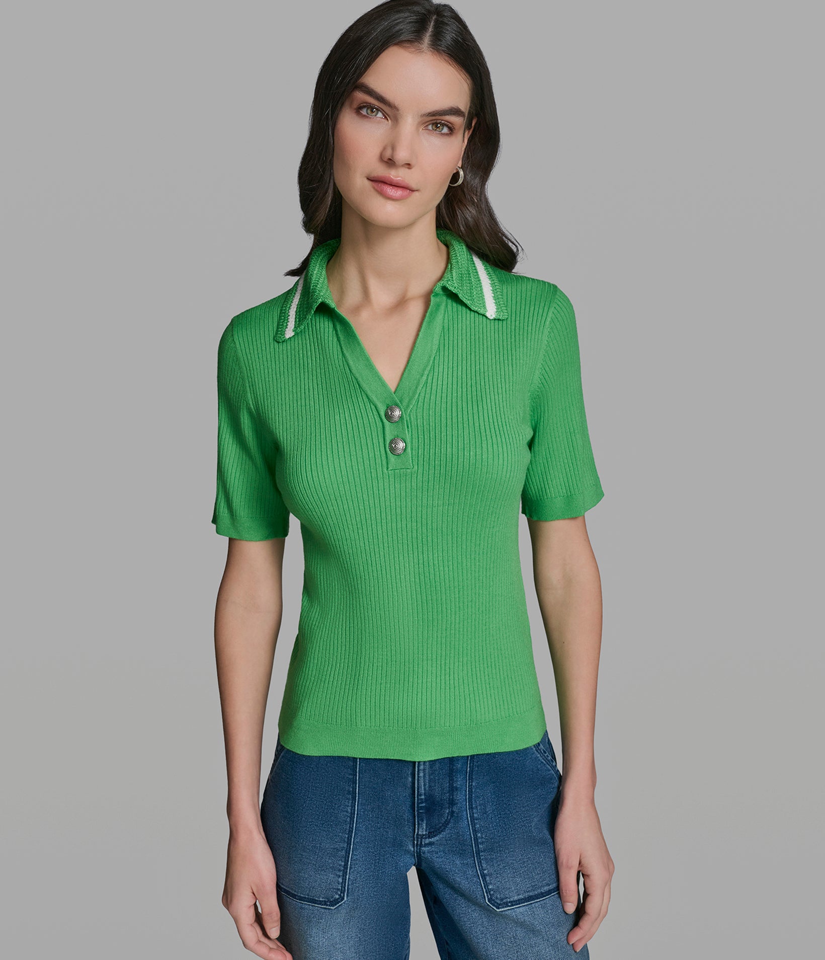 SHORT SLEEVE POLO WITH CROCHET COLLAR VIEW 4 | Women's Clothing SHORT SLEEVE POLO WITH CROCHET COLLAR VIEW 4 | Women's Clothing