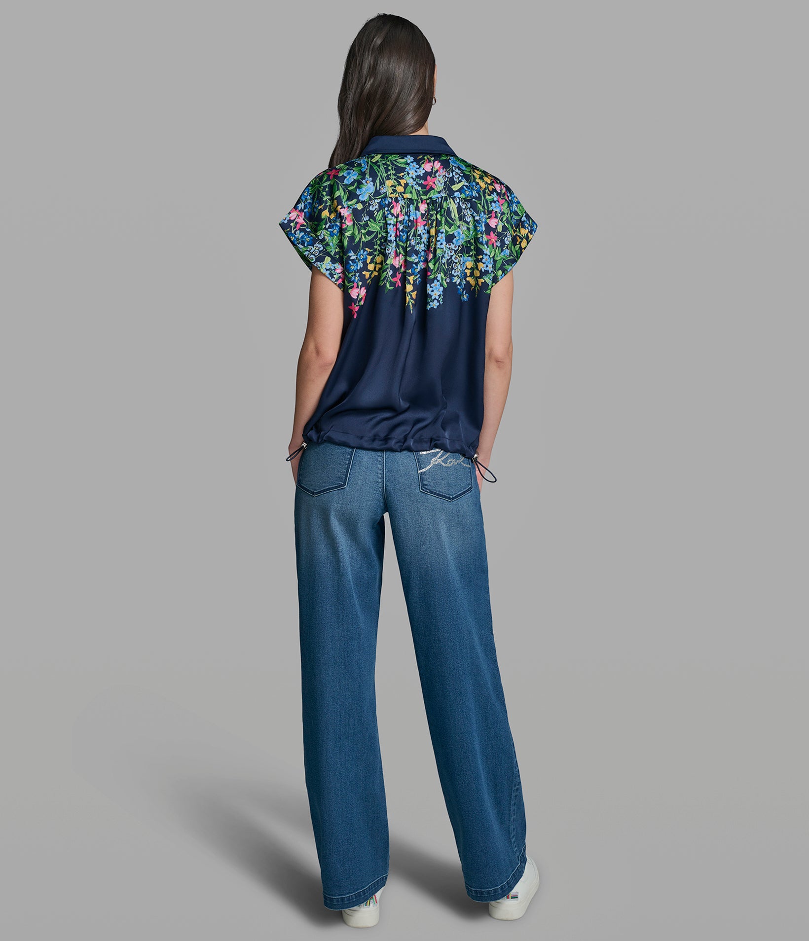 FLORAL PRINT BUNGEE HEM TOP VIEW 5 | New Arrivals FLORAL PRINT BUNGEE HEM TOP VIEW 5 | New Arrivals