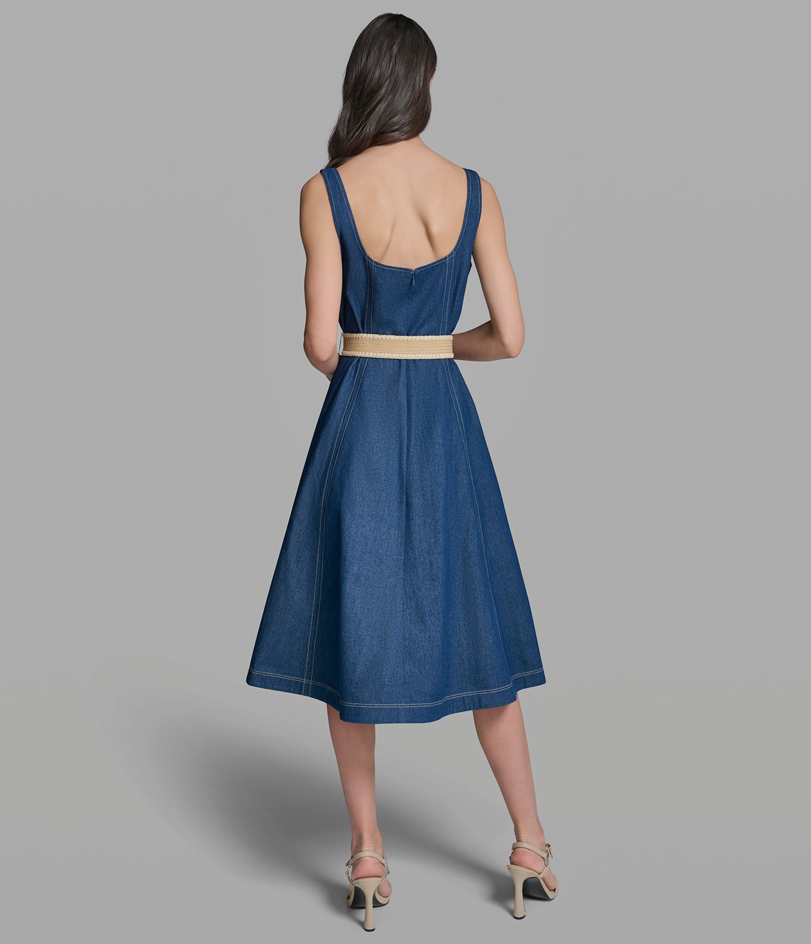 FAUX DENIM BELTED FIT AND FLARE DRESS VIEW 2 | Women's Dresses & Jumpsuits FAUX DENIM BELTED FIT AND FLARE DRESS VIEW 2 | Women's Dresses & Jumpsuits