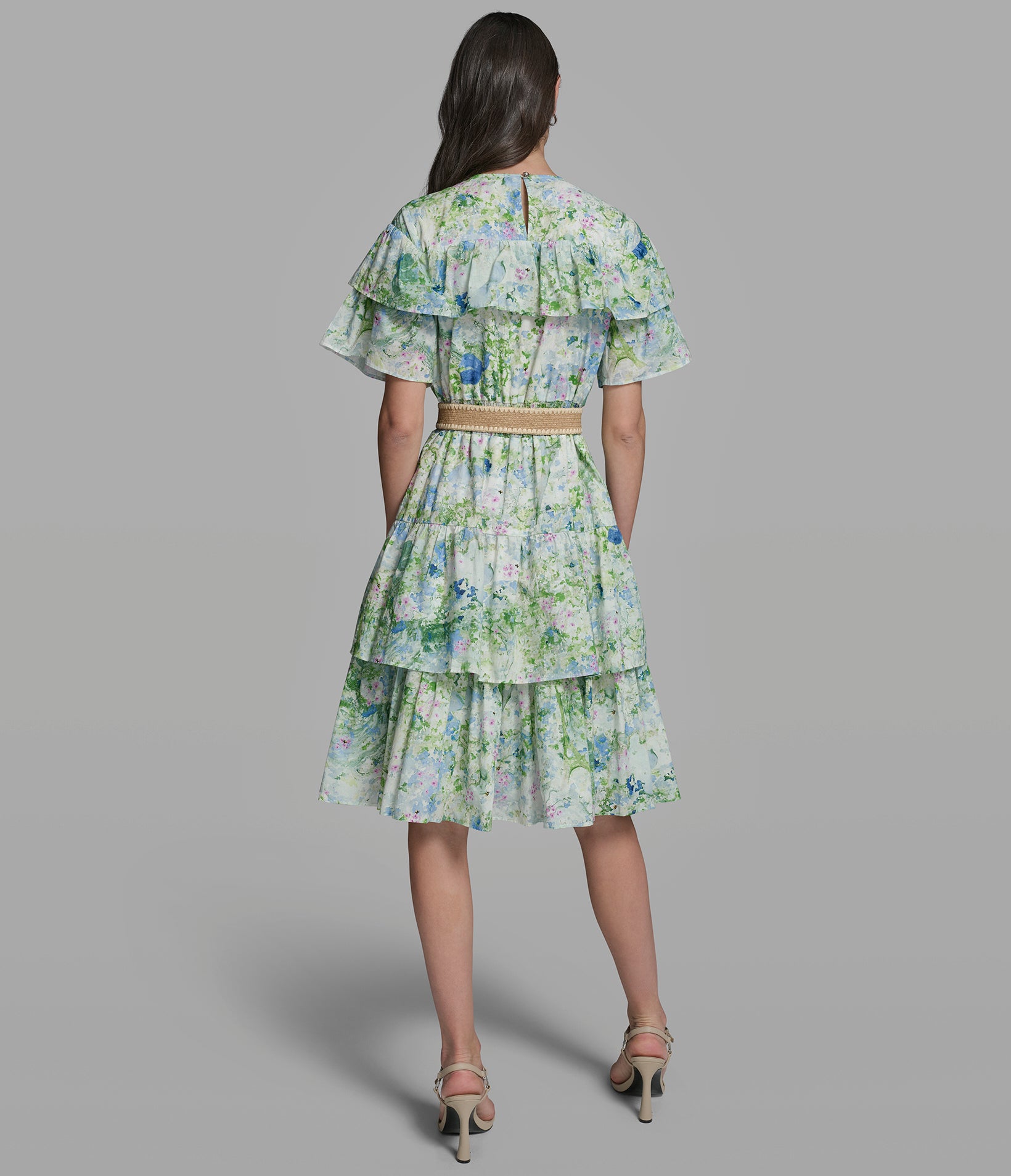 FLUTTER SLEEVE BELTED DRESS View 2 | Women's Clothing FLUTTER SLEEVE BELTED DRESS View 2 | Women's Clothing