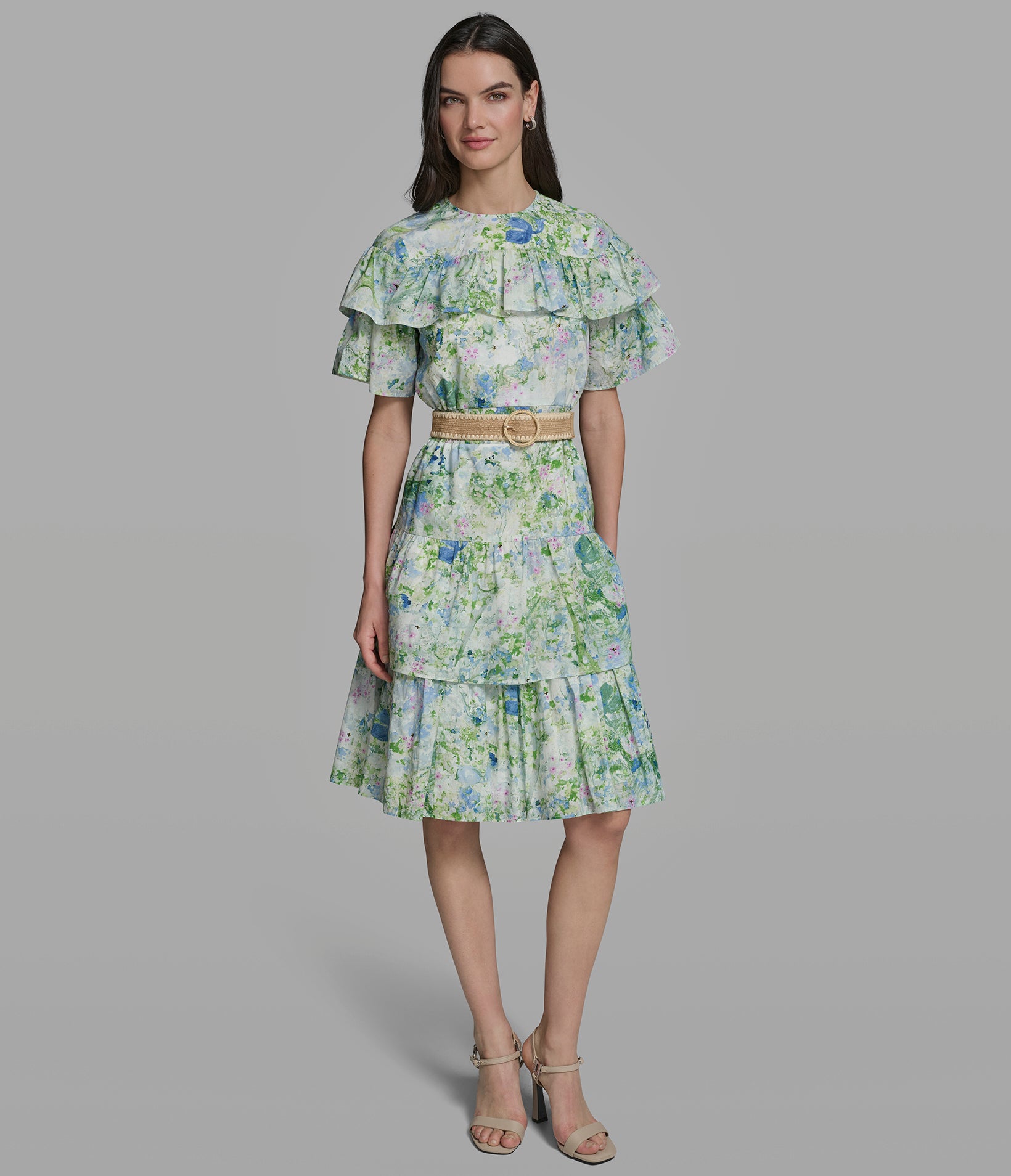 FLUTTER SLEEVE BELTED DRESS View 1 | Women's Clothing FLUTTER SLEEVE BELTED DRESS View 1 | Women's Clothing