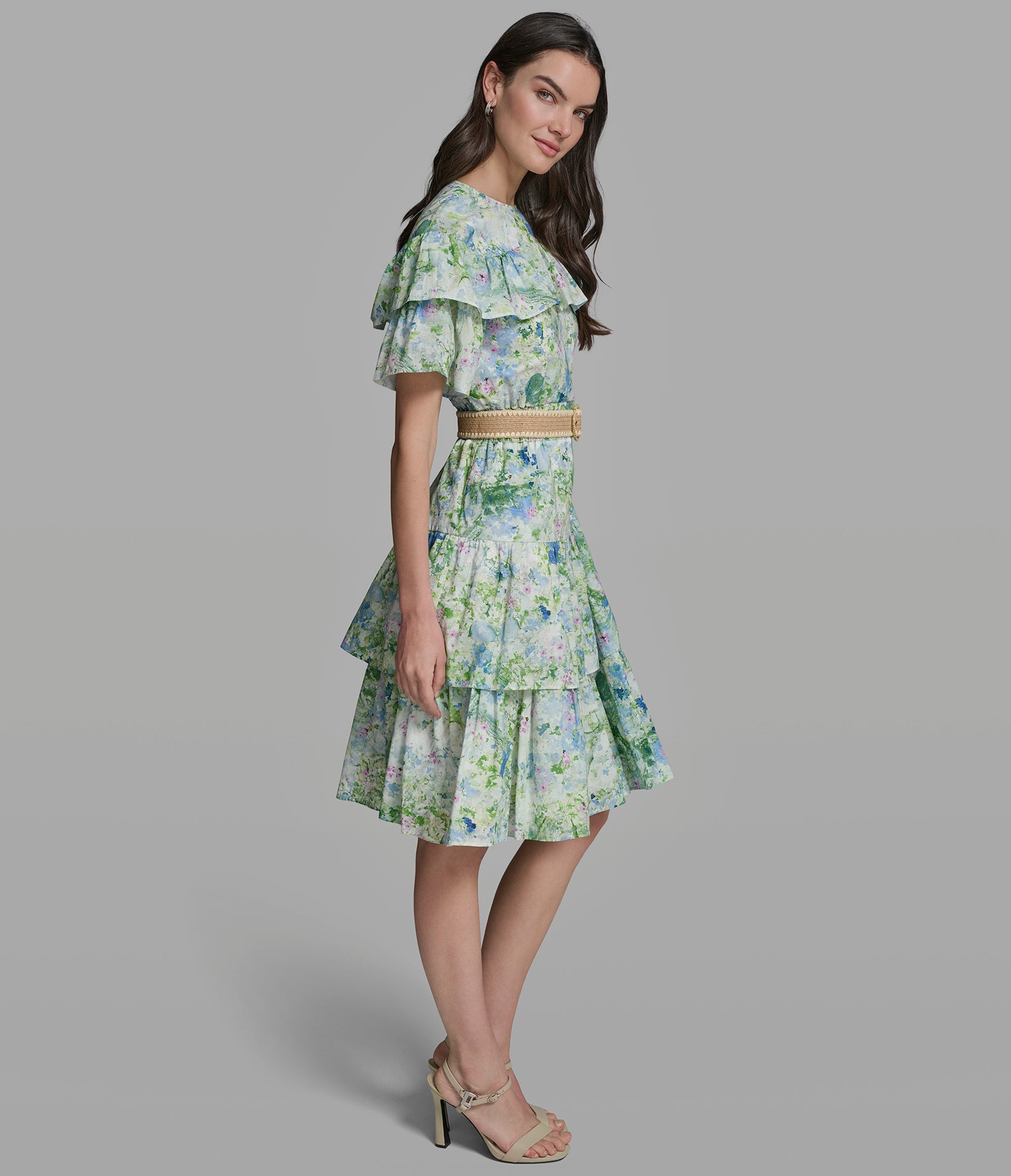 FLUTTER SLEEVE BELTED DRESS VIEW 3 | Women's Clothing FLUTTER SLEEVE BELTED DRESS VIEW 3 | Women's Clothing