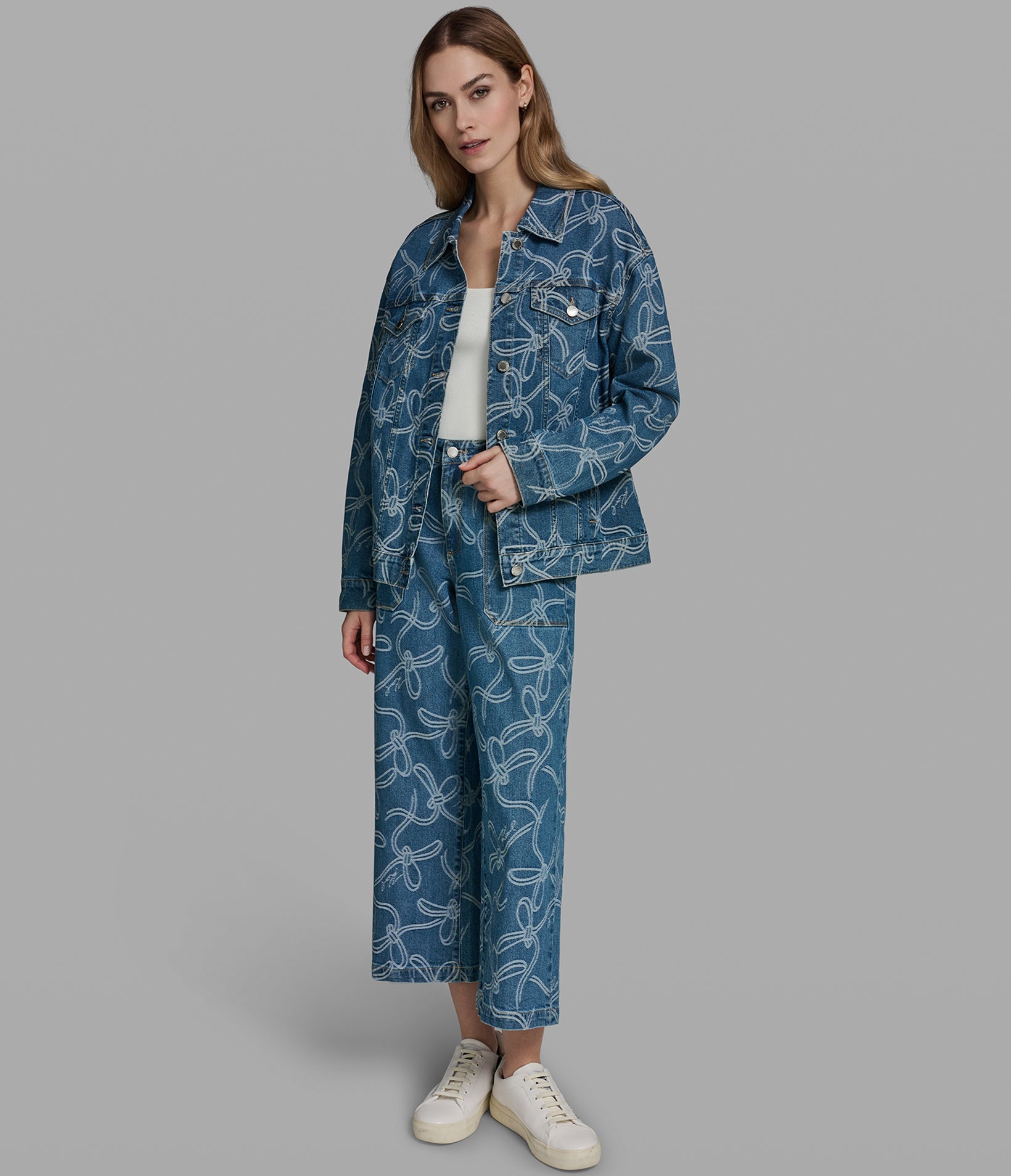 BOW JACQUARD DENIM JACKET View 1 | Women's Denim BOW JACQUARD DENIM JACKET View 1 | Women's Denim