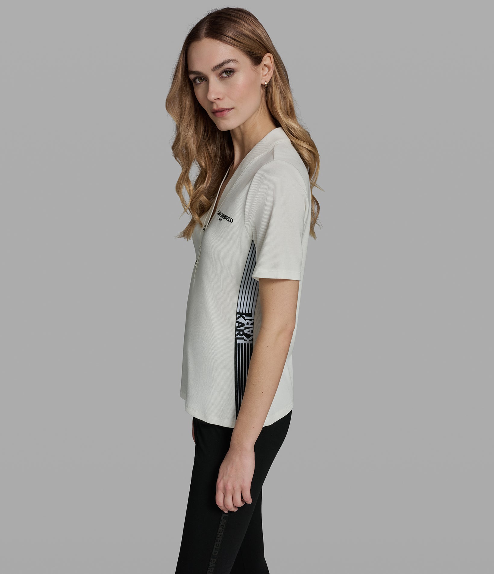 LOGO TAPE KNIT TOP VIEW 3 | Women's Athleisure & Activewear LOGO TAPE KNIT TOP VIEW 3 | Women's Athleisure & Activewear