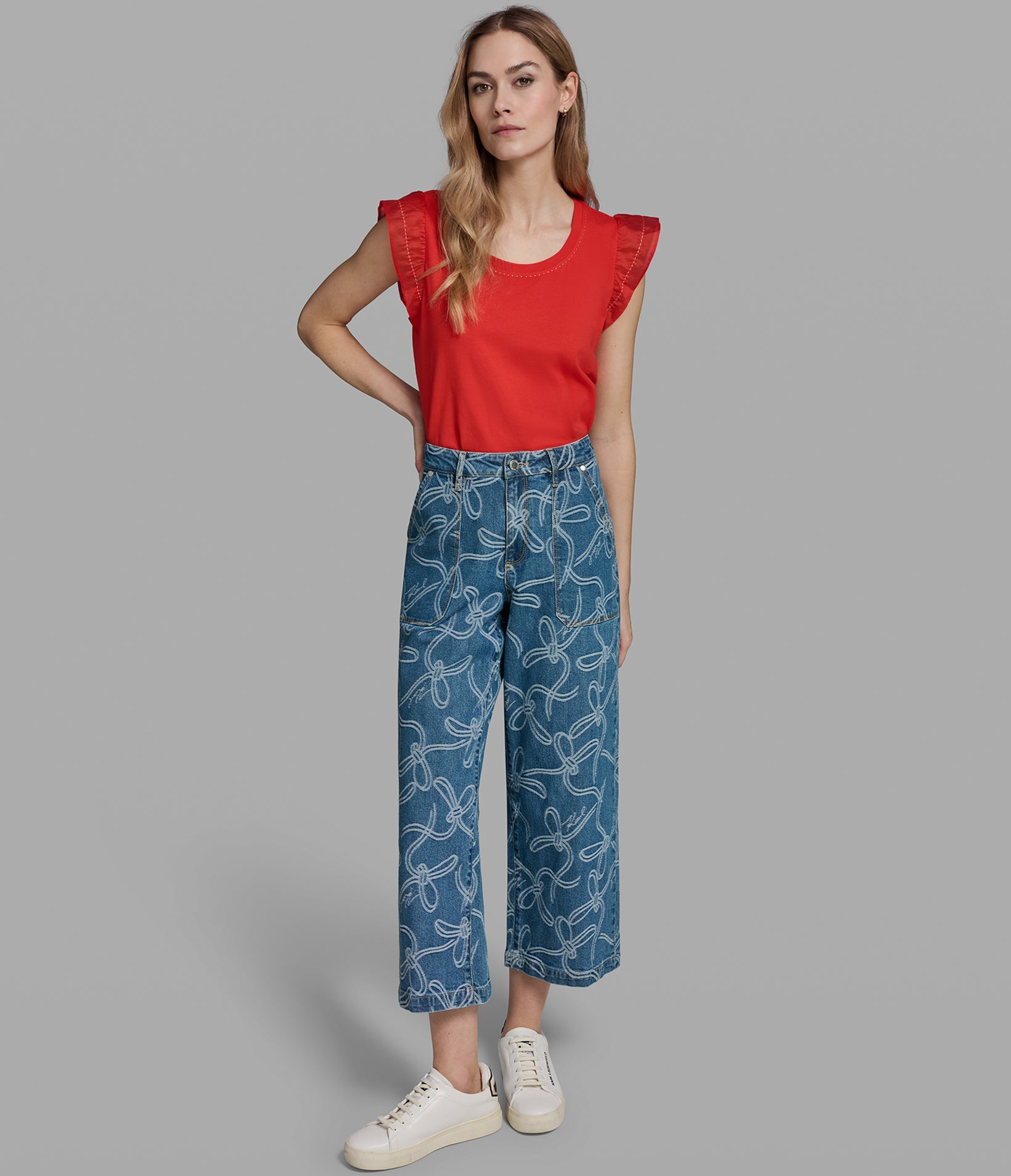 BOW JACQUARD DENIM PANT View 1 | Women's Denim BOW JACQUARD DENIM PANT View 1 | Women's Denim