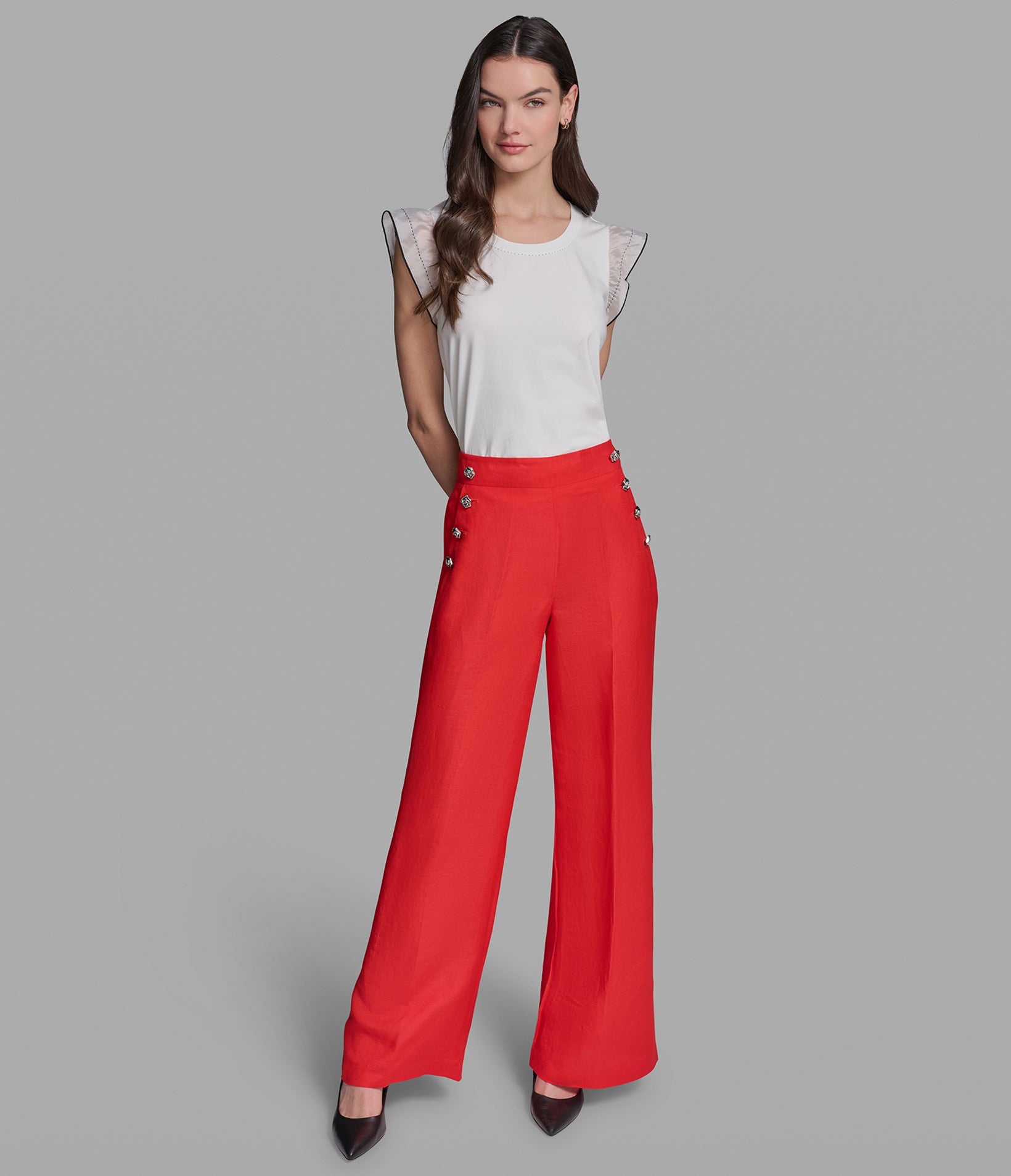 LINEN SAILOR BUTTON PANT VIEW 4 | Styles Under $100 LINEN SAILOR BUTTON PANT VIEW 4 | Styles Under $100