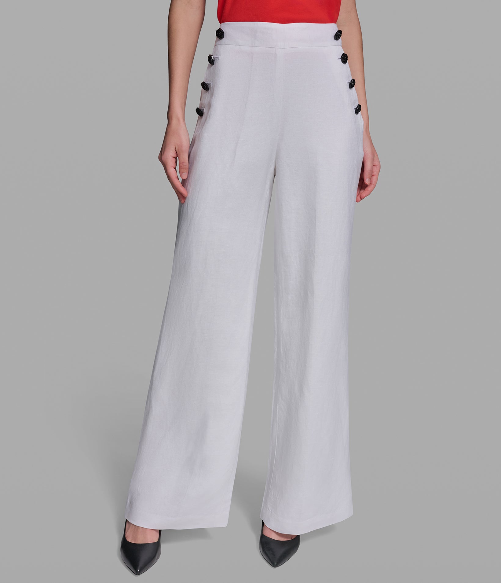 LINEN SIDE BUTTONS PANTS VIEW 1 LINEN SIDE BUTTONS PANTS VIEW 1