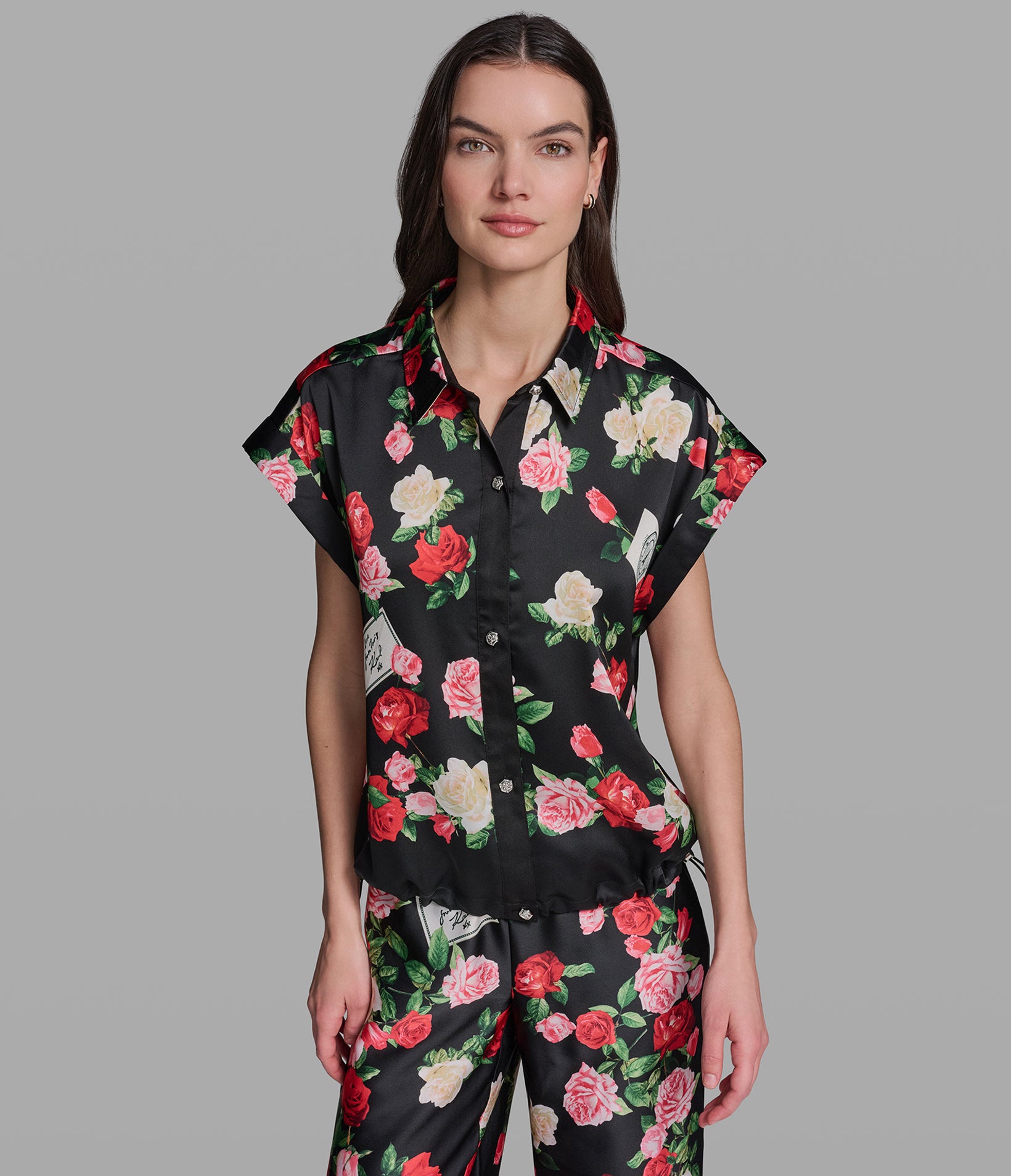 FLORAL PRINT BLOUSE WITH BUNJEE HEM View 1 | Women's Sale FLORAL PRINT BLOUSE WITH BUNJEE HEM View 1 | Women's Sale