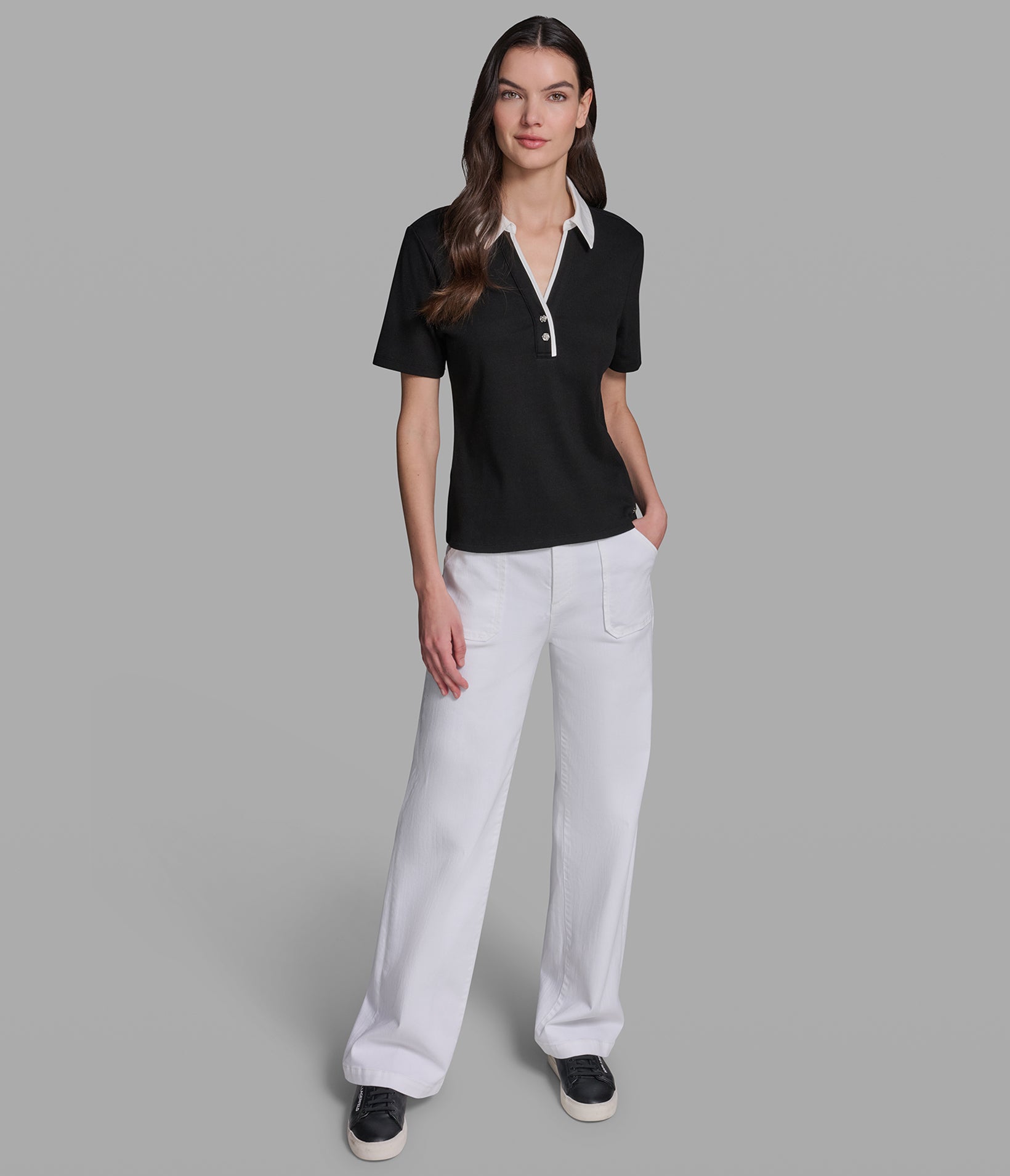 KNIT POLO WITH CONTRAST COLLAR VIEW 4 | Women's Sale KNIT POLO WITH CONTRAST COLLAR VIEW 4 | Women's Sale