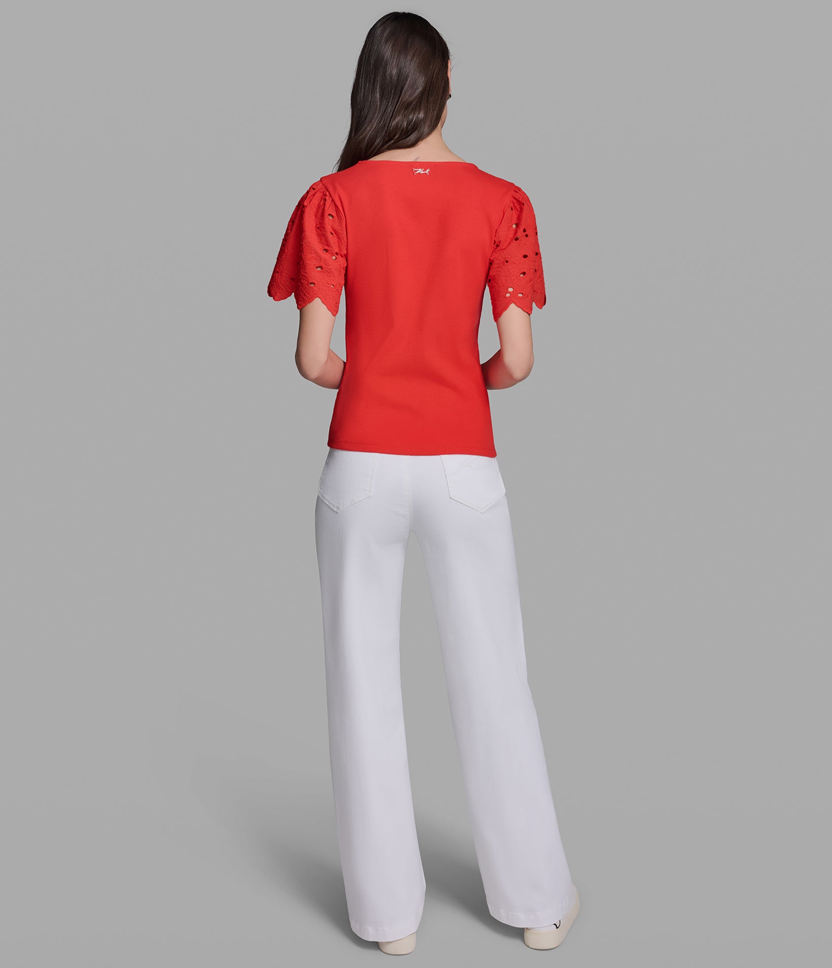 KNIT TOP WITH EYELET SLEEVES VIEW 5 KNIT TOP WITH EYELET SLEEVES VIEW 5