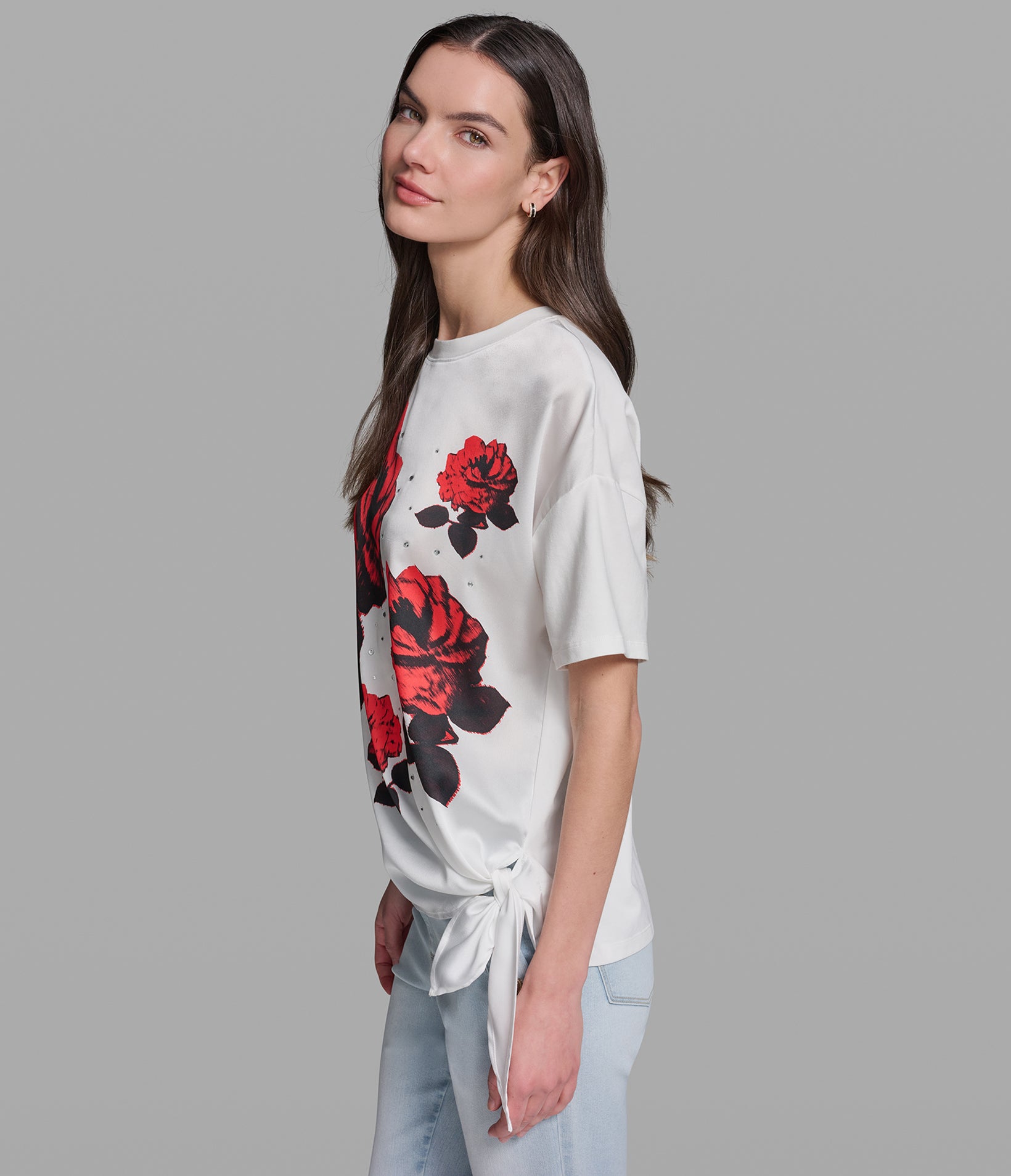 ROSE PRINT TOP WITH TIE VIEW 3 | New Women's Clothing ROSE PRINT TOP WITH TIE VIEW 3 | New Women's Clothing