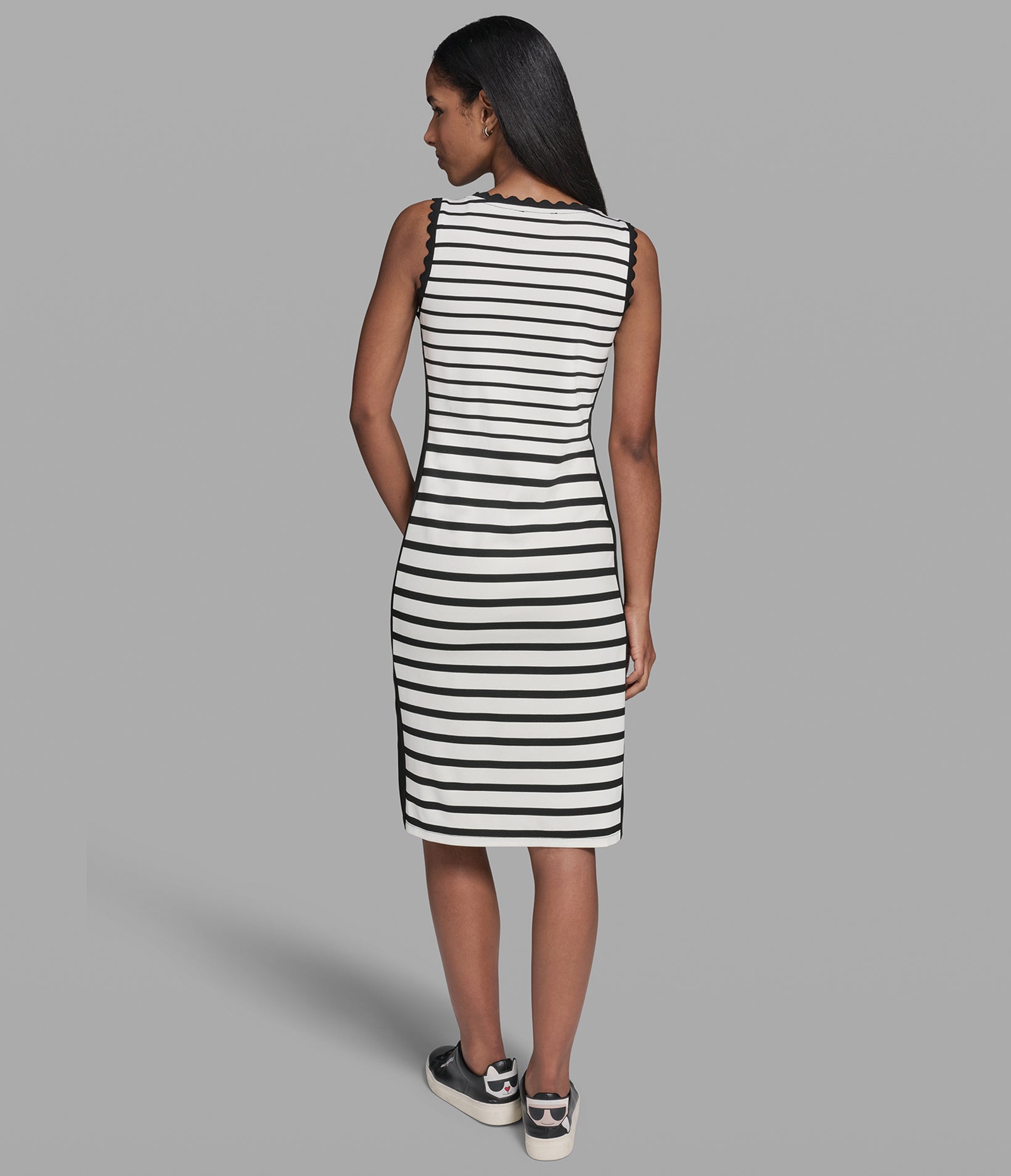 STRIPED MIDI DRESS VIEW 3 STRIPED MIDI DRESS VIEW 3