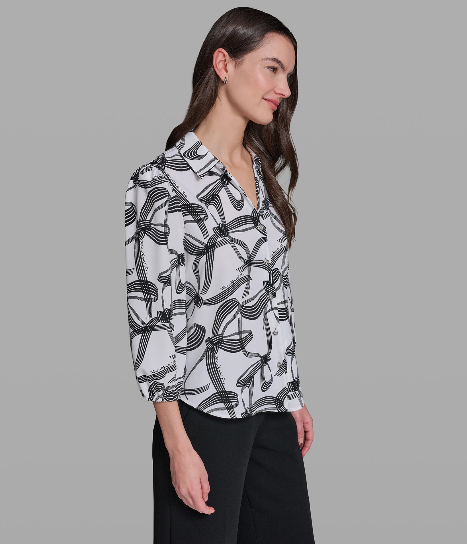 PRINTED BOW BLOUSE VIEW 3 | Women's Sale PRINTED BOW BLOUSE VIEW 3 | Women's Sale