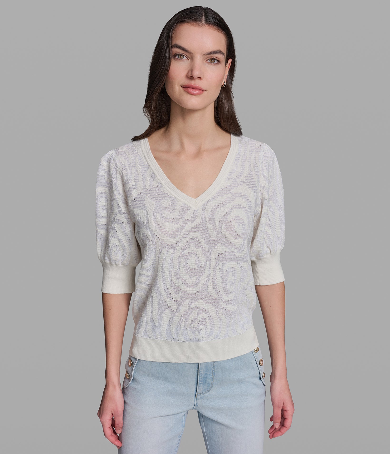 FLORAL PUFF SLEEVE SWEATER View 1 | New Arrivals FLORAL PUFF SLEEVE SWEATER View 1 | New Arrivals