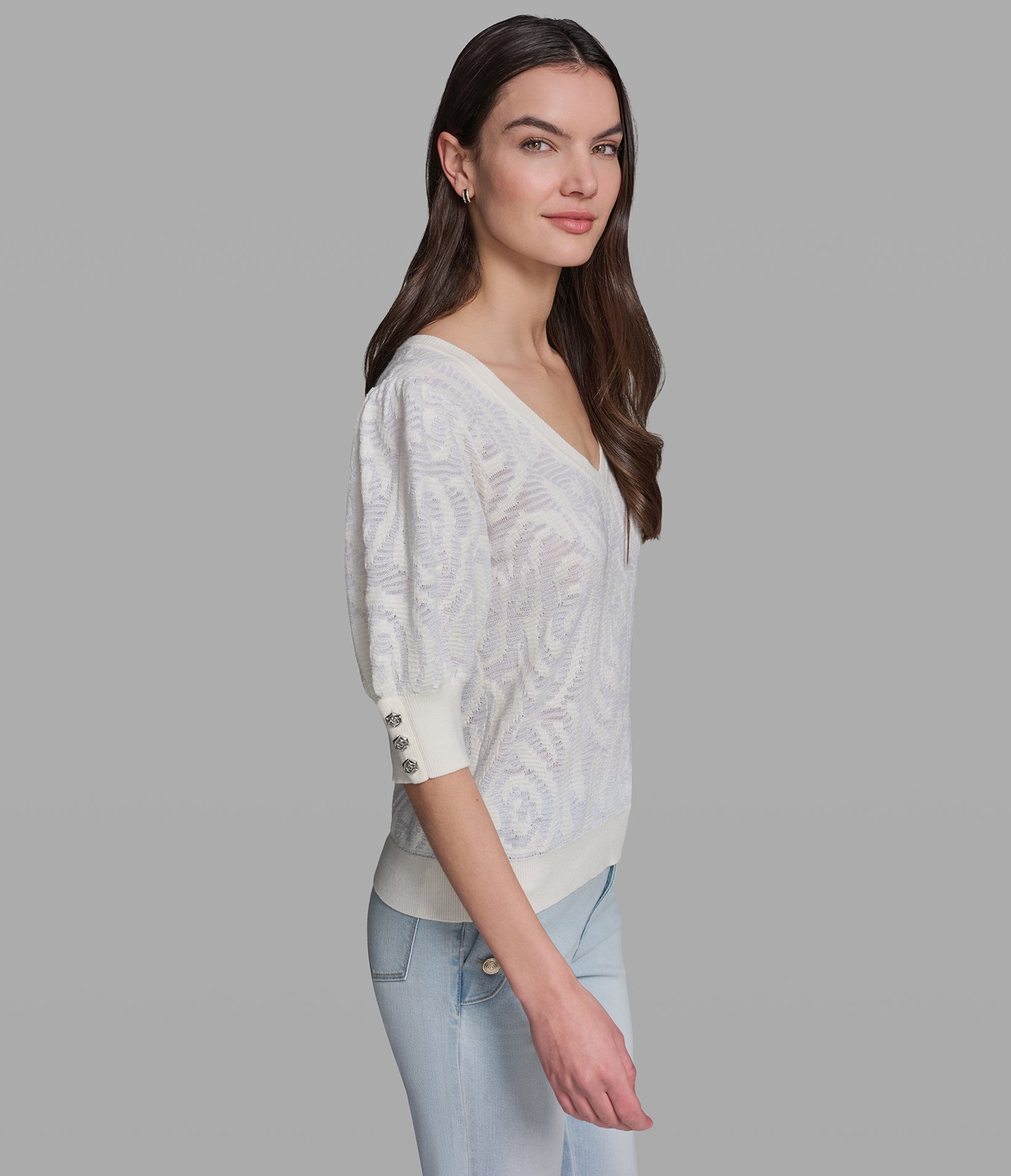 FLORAL PUFF SLEEVE SWEATER VIEW 3 | New Arrivals FLORAL PUFF SLEEVE SWEATER VIEW 3 | New Arrivals