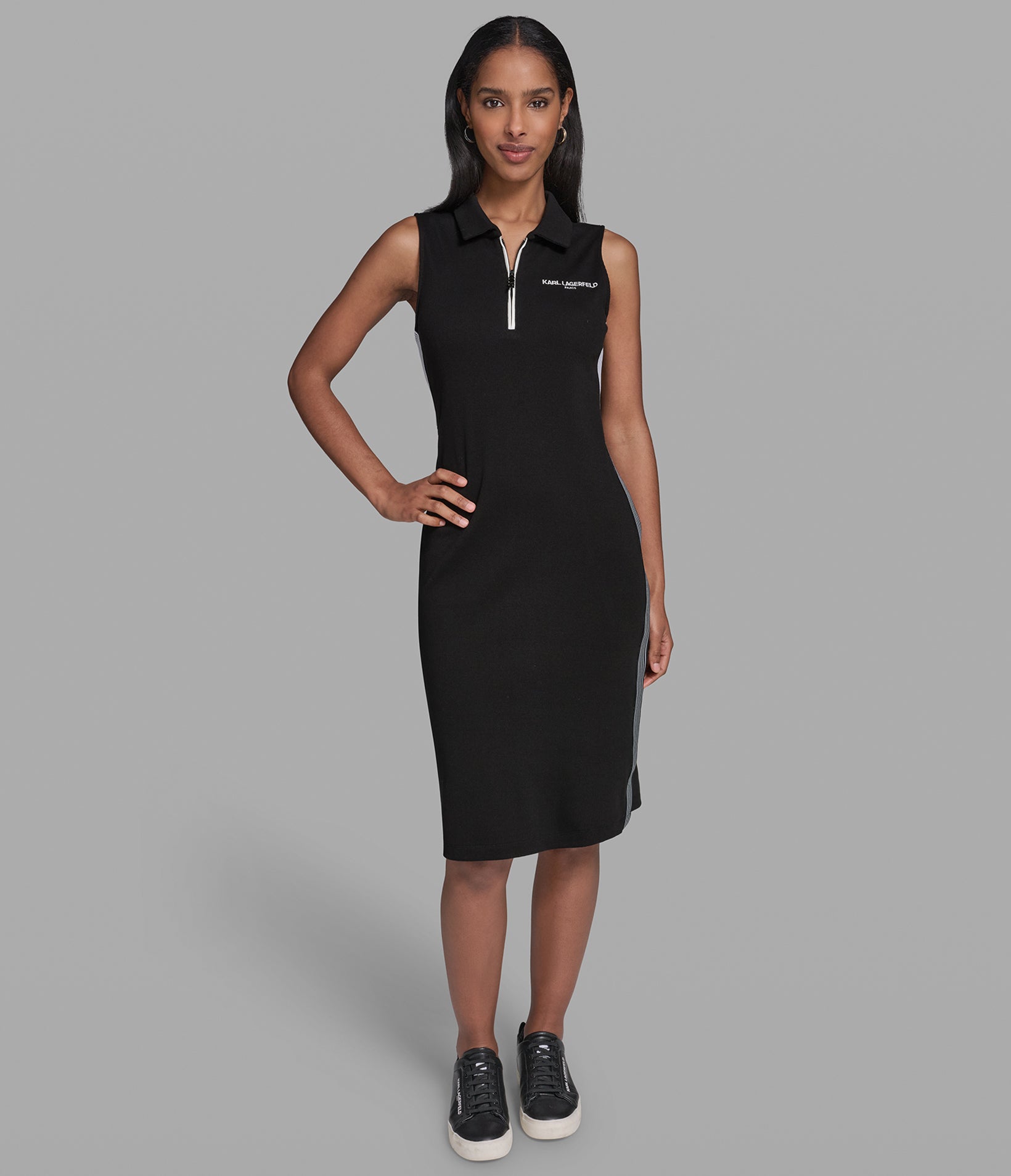 SLEEVELESS RIBBED POLO DRESS View 1 SLEEVELESS RIBBED POLO DRESS View 1