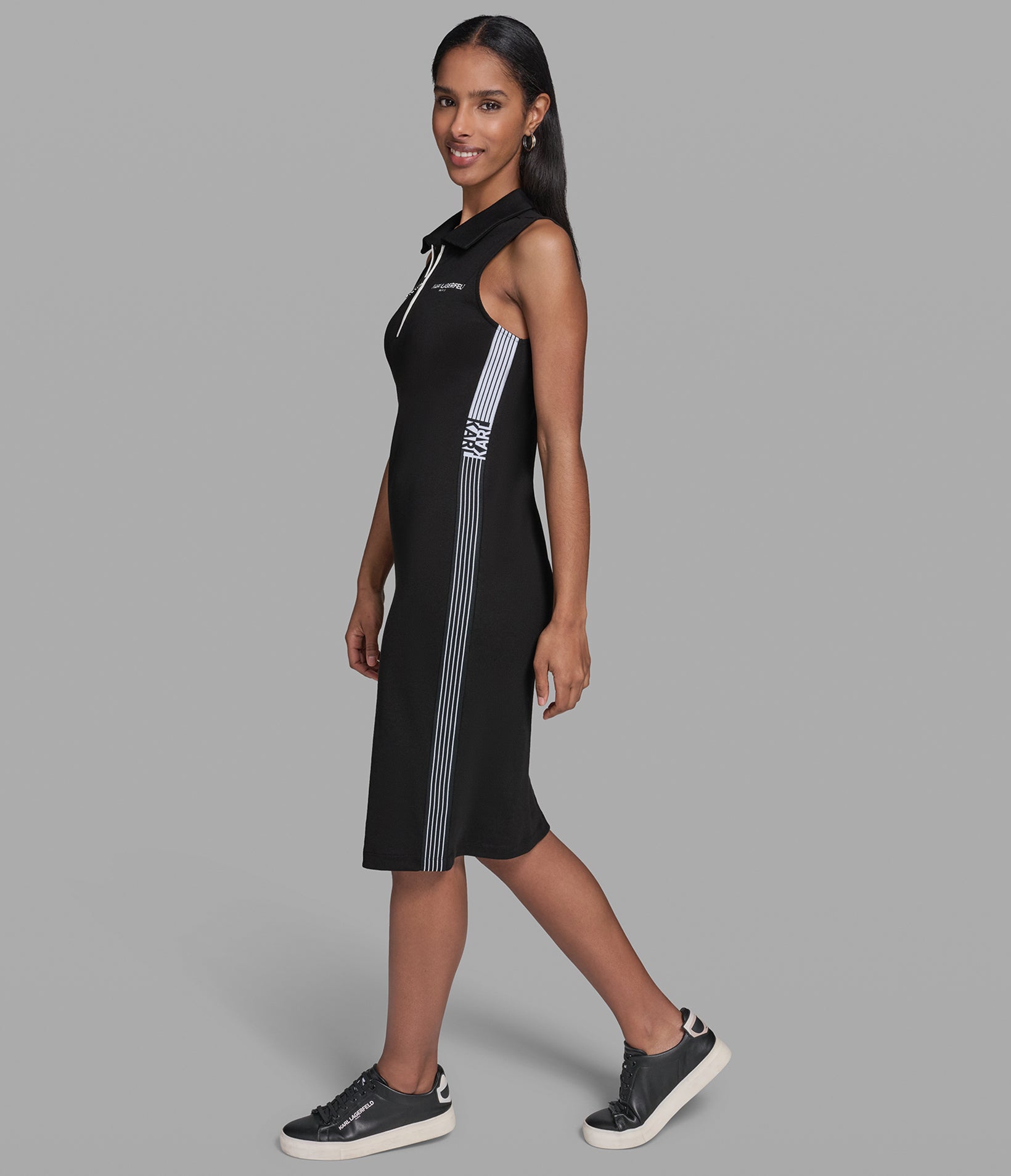 SLEEVELESS RIBBED POLO DRESS VIEW 4 SLEEVELESS RIBBED POLO DRESS VIEW 4