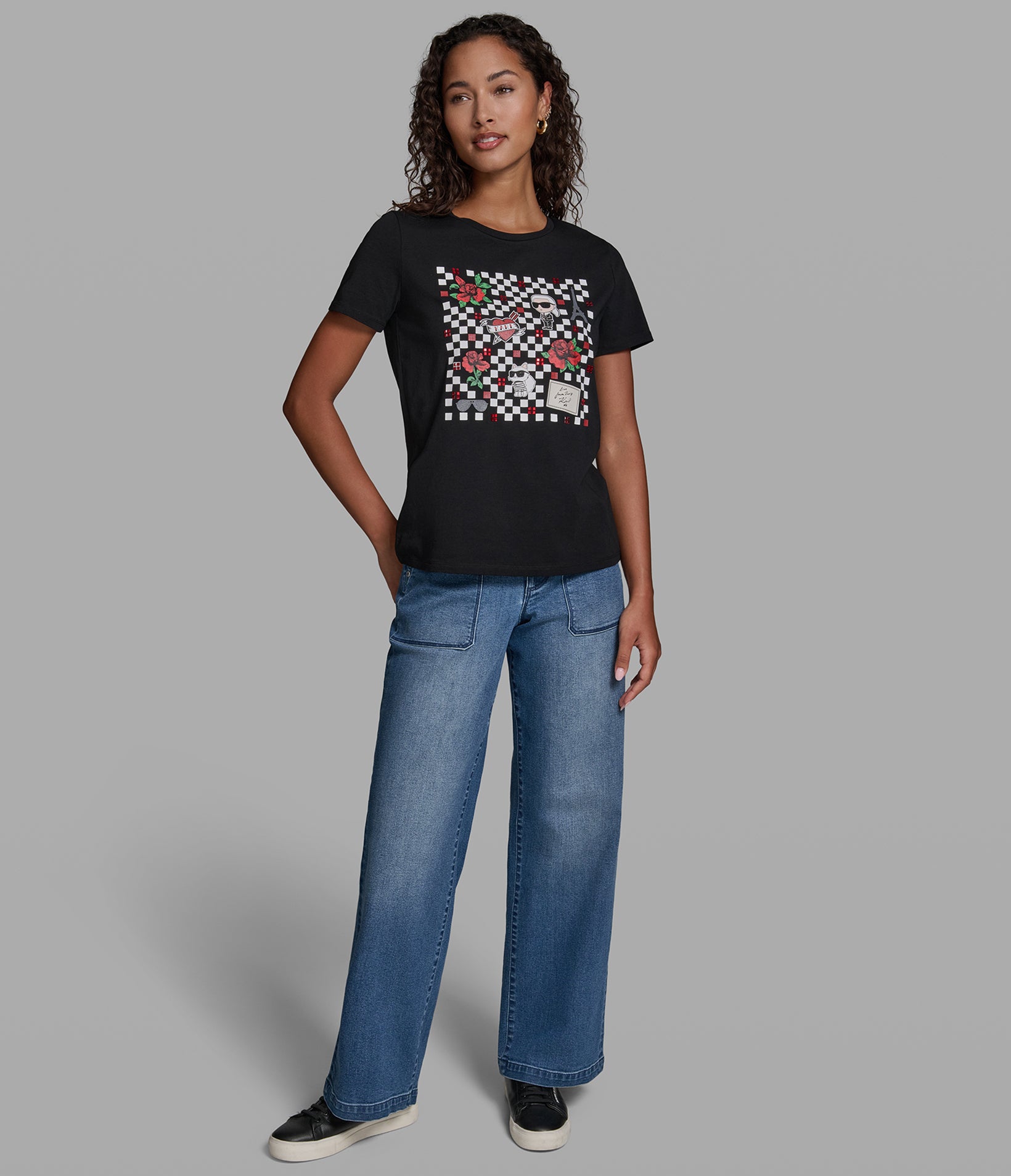 KARL CHOUPETTE CHECK TEE VIEW 4 | New Women's Clothing KARL CHOUPETTE CHECK TEE VIEW 4 | New Women's Clothing