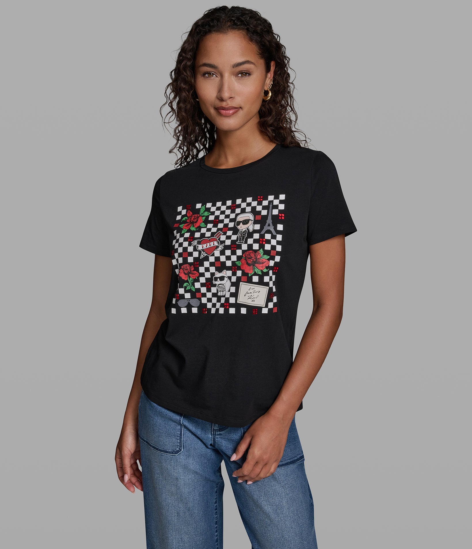KARL CHOUPETTE CHECK TEE View 1 | Women's Tees & Tanks KARL CHOUPETTE CHECK TEE View 1 | Women's Tees & Tanks
