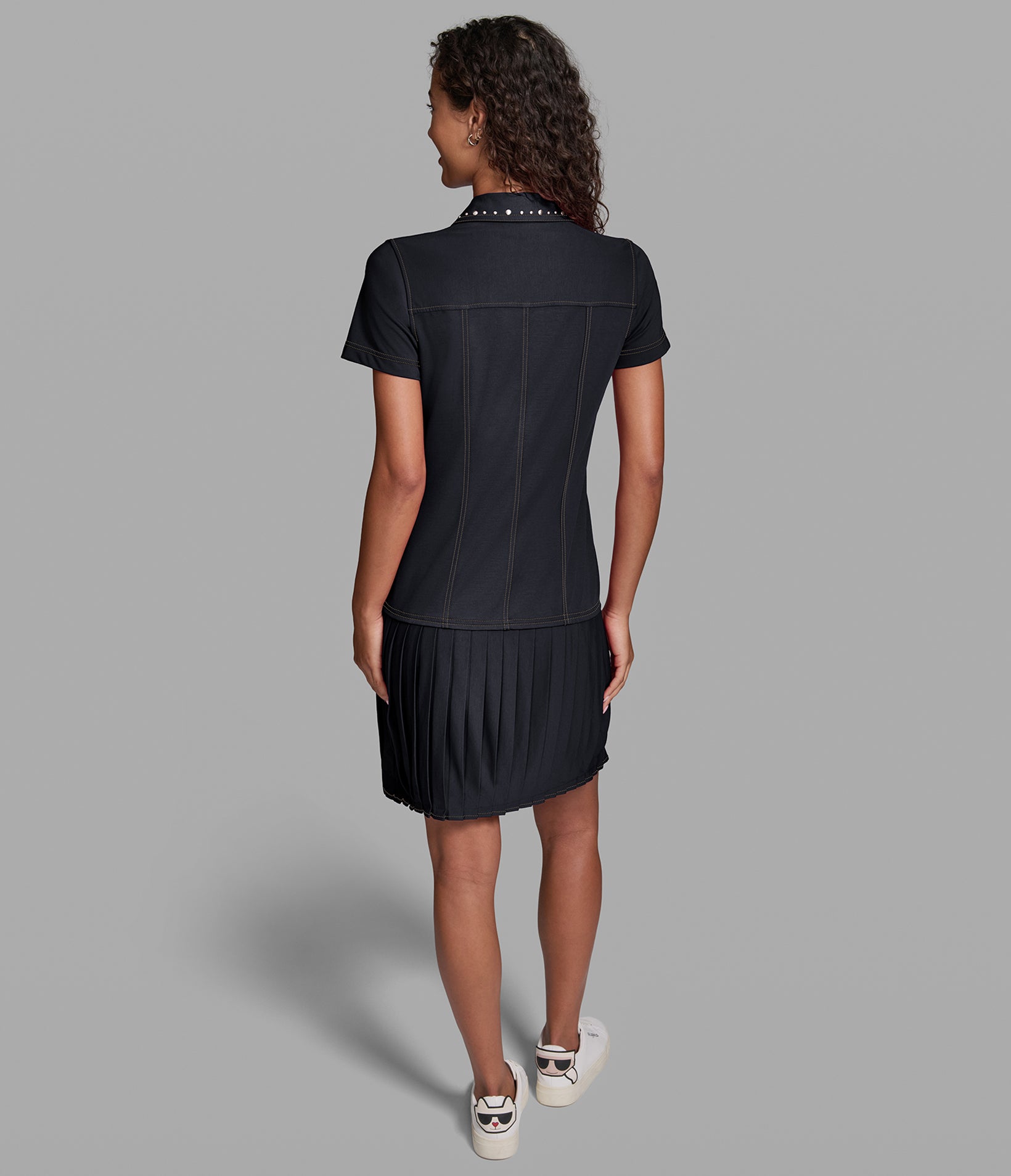 CONTRAST STITCH PLEATED SHIRT DRESS View 2 | Women's Dresses & Jumpsuits CONTRAST STITCH PLEATED SHIRT DRESS View 2 | Women's Dresses & Jumpsuits