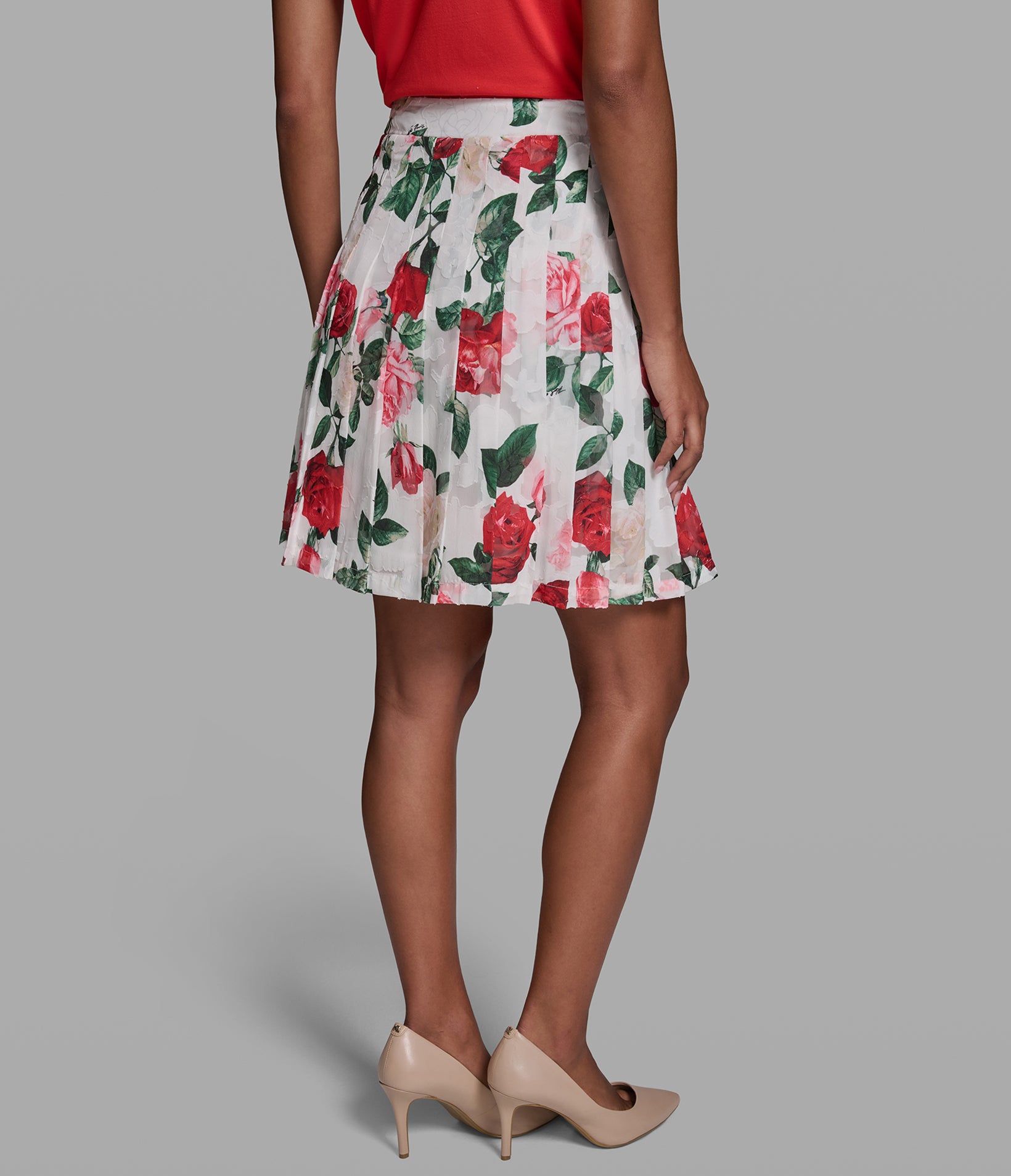 PLEATED FLORAL SKIRT VIEW 2 PLEATED FLORAL SKIRT VIEW 2
