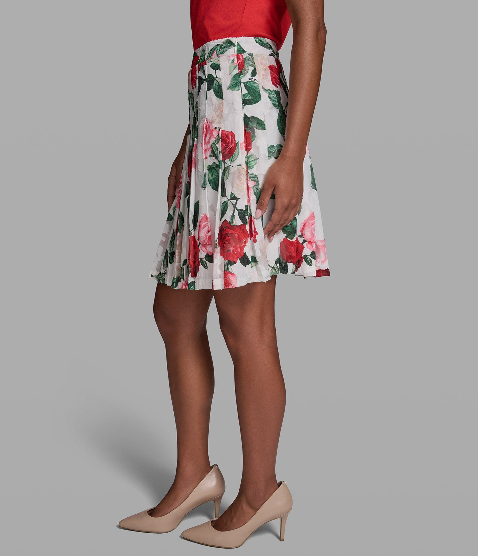 PLEATED FLORAL SKIRT VIEW 4 PLEATED FLORAL SKIRT VIEW 4