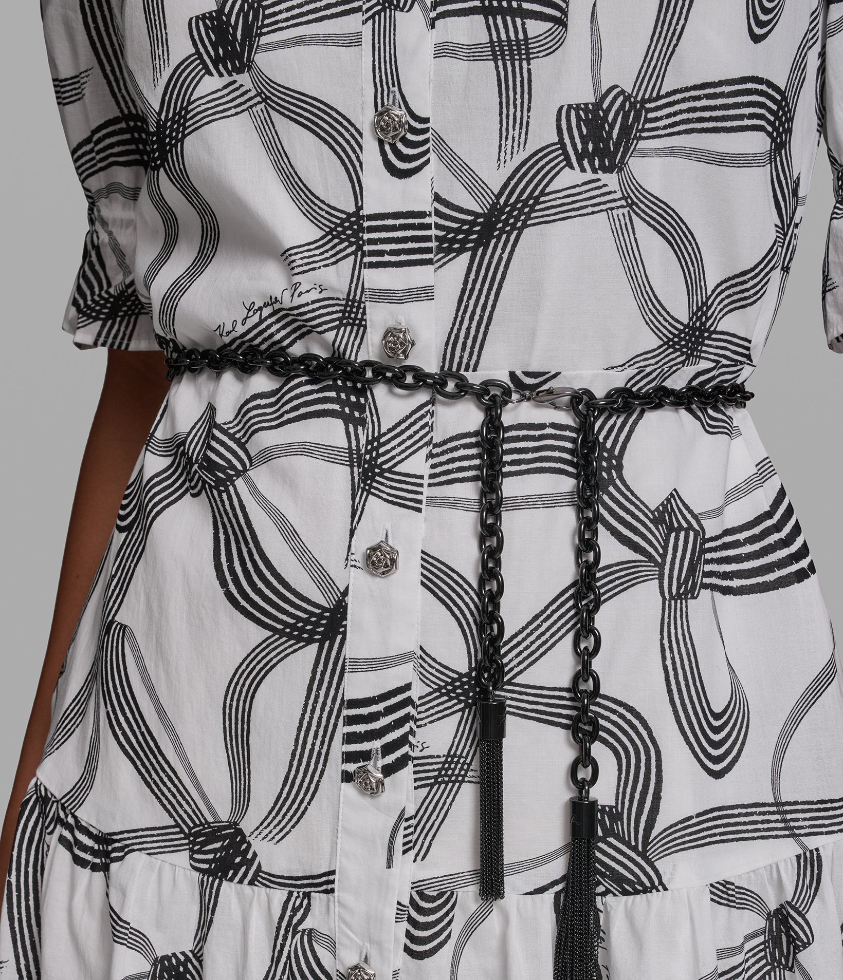 BOW PRINT BELTED DRESS VIEW 5 BOW PRINT BELTED DRESS VIEW 5