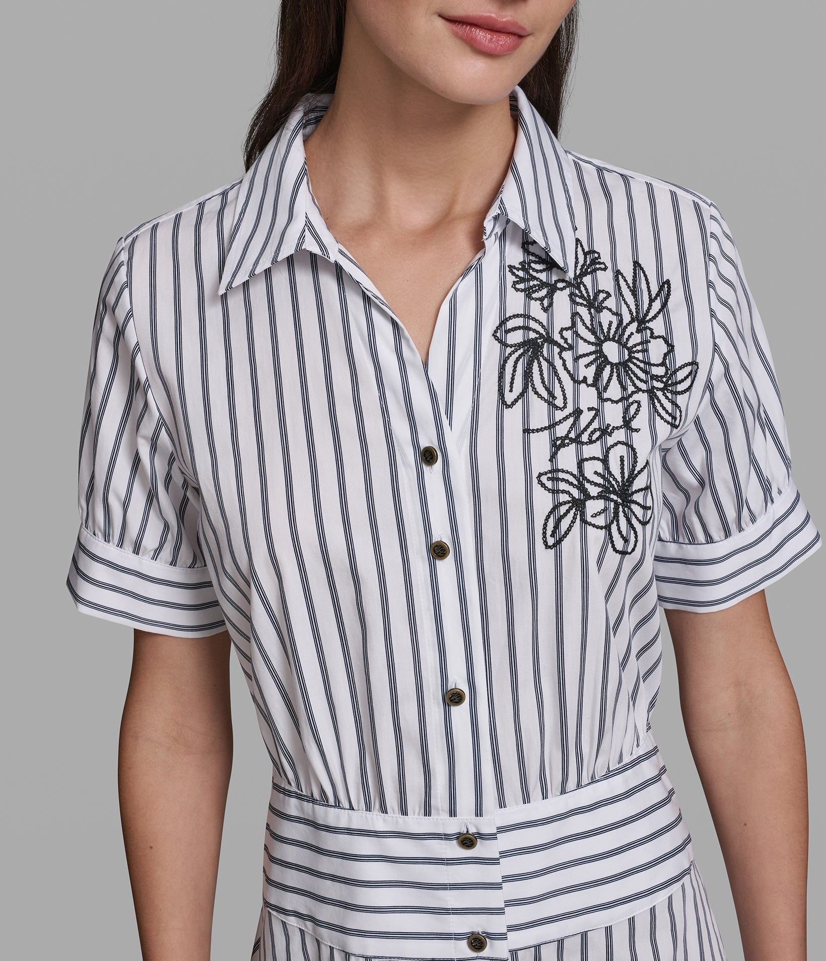 STRIPED EMBROIDERED SHIRT DRESS VIEW 5 STRIPED EMBROIDERED SHIRT DRESS VIEW 5