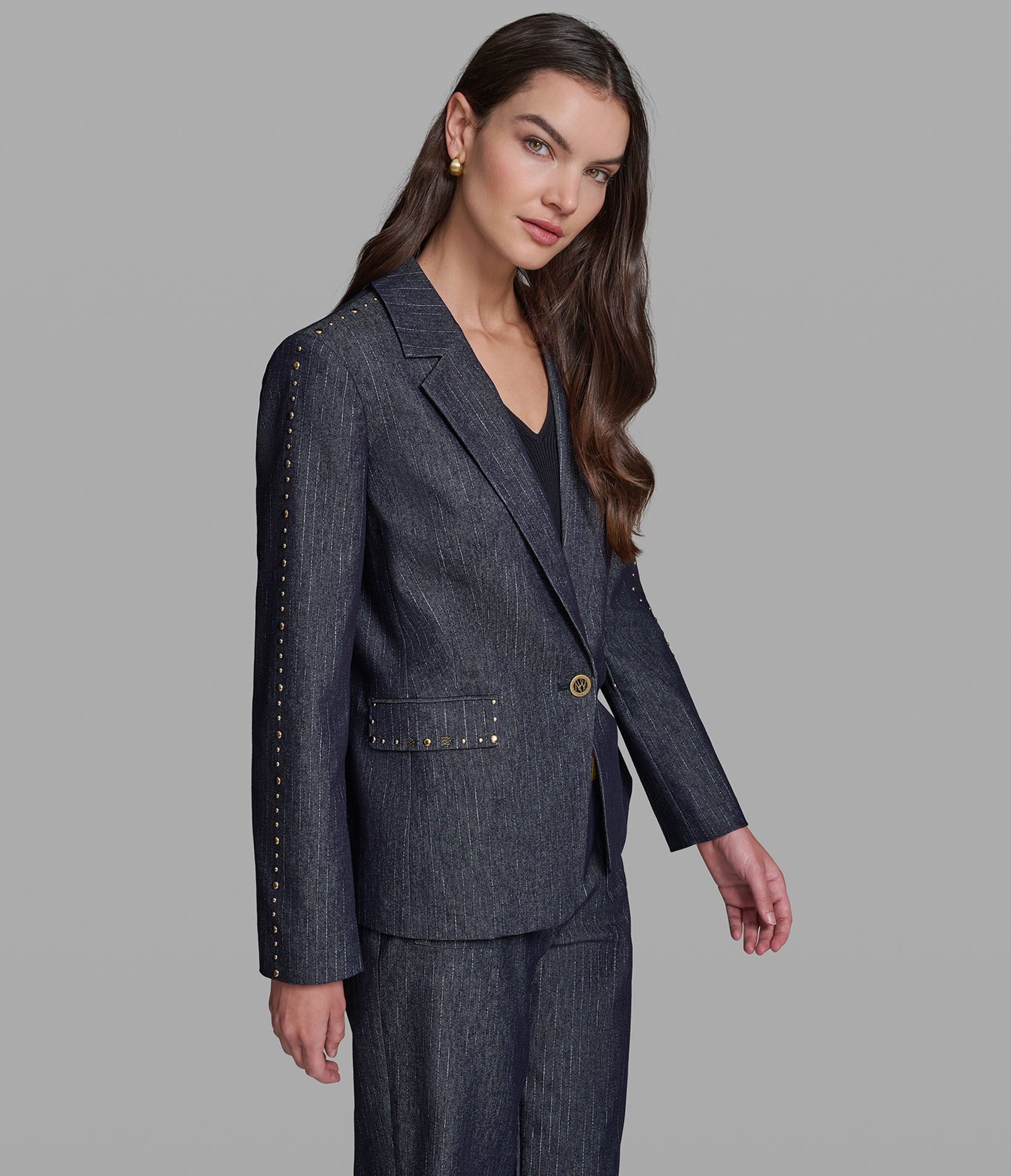 DENIM PINSTRIPE BLAZER View 1 | Jackets & Coats DENIM PINSTRIPE BLAZER View 1 | Jackets & Coats
