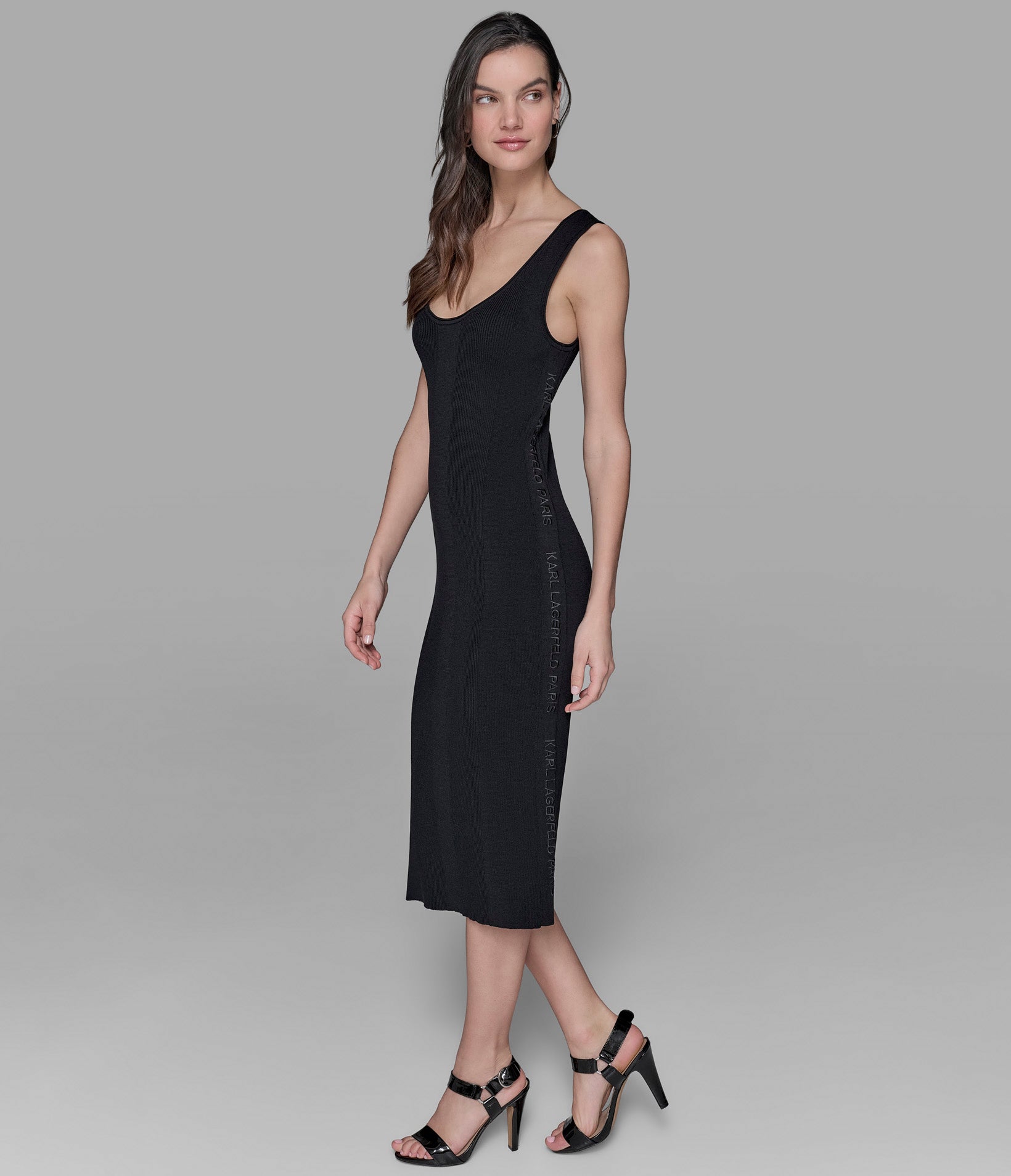 SLEEVELESS TONAL LOGO MIDI SWEATER DRESS VIEW 3 SLEEVELESS TONAL LOGO MIDI SWEATER DRESS VIEW 3