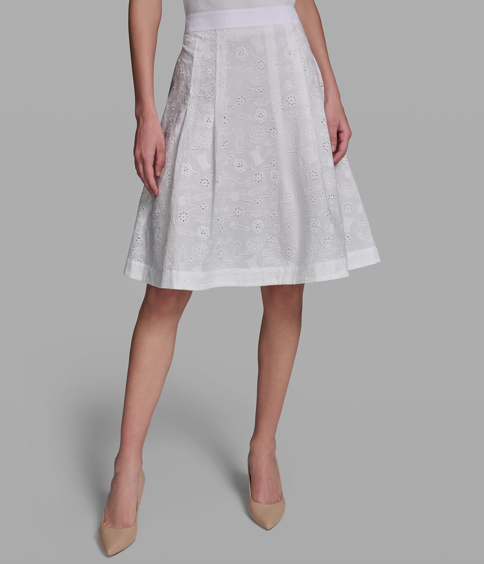 KARL MOTIF EYELET SKIRT View 2 | Women's Clothing KARL MOTIF EYELET SKIRT View 2 | Women's Clothing