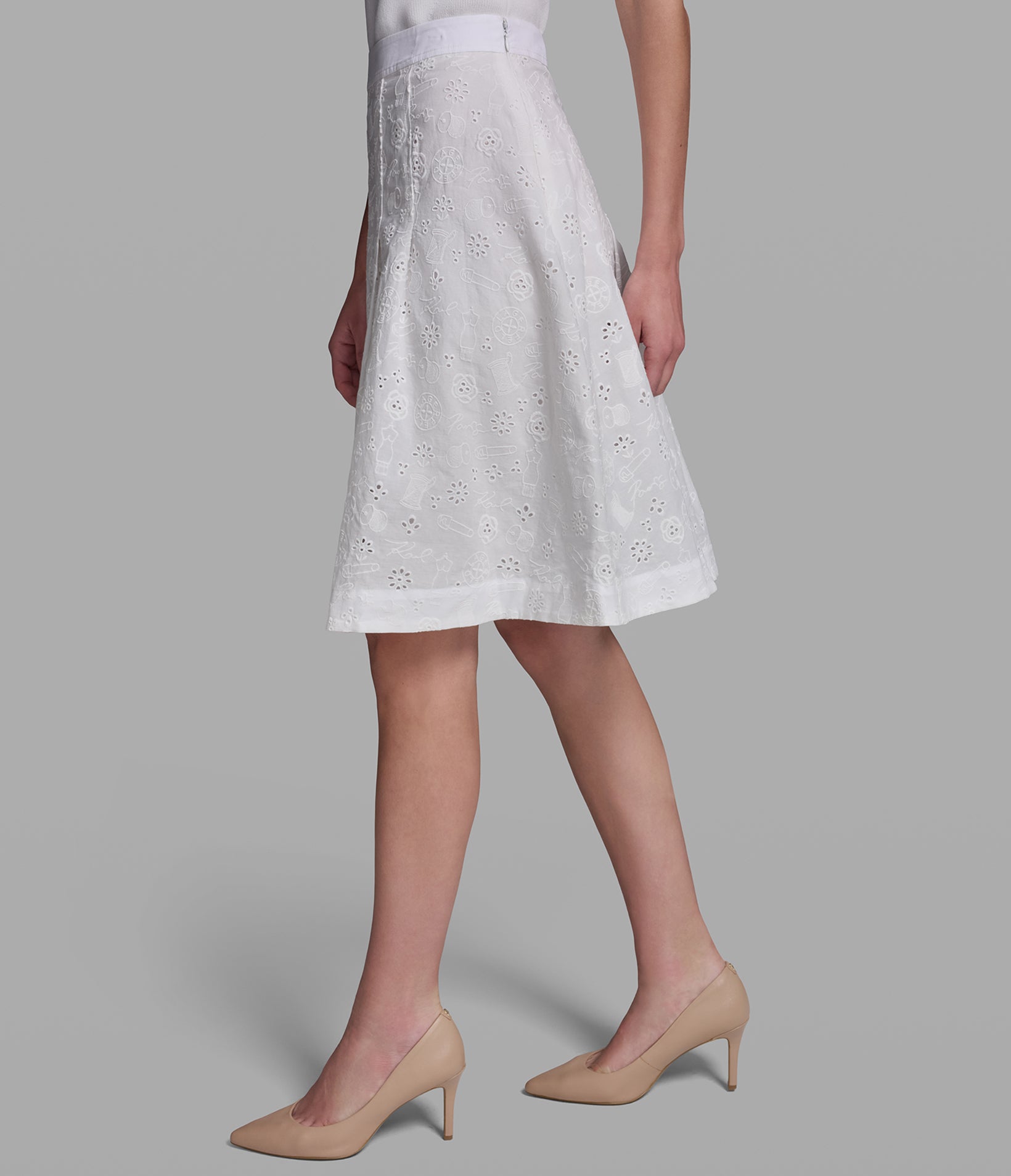 KARL MOTIF EYELET SKIRT VIEW 4 | Women's Spring Collection KARL MOTIF EYELET SKIRT VIEW 4 | Women's Spring Collection