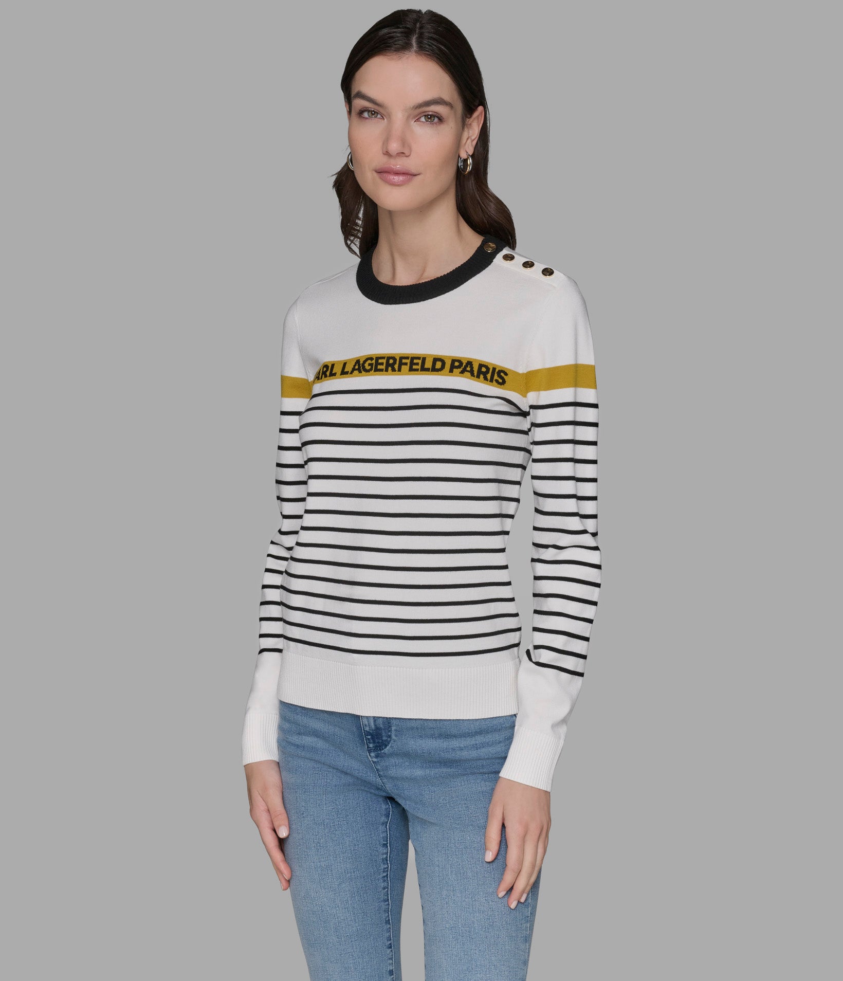 STRIPED LOGO SWEATER View 1 | Women's Clothing STRIPED LOGO SWEATER View 1 | Women's Clothing