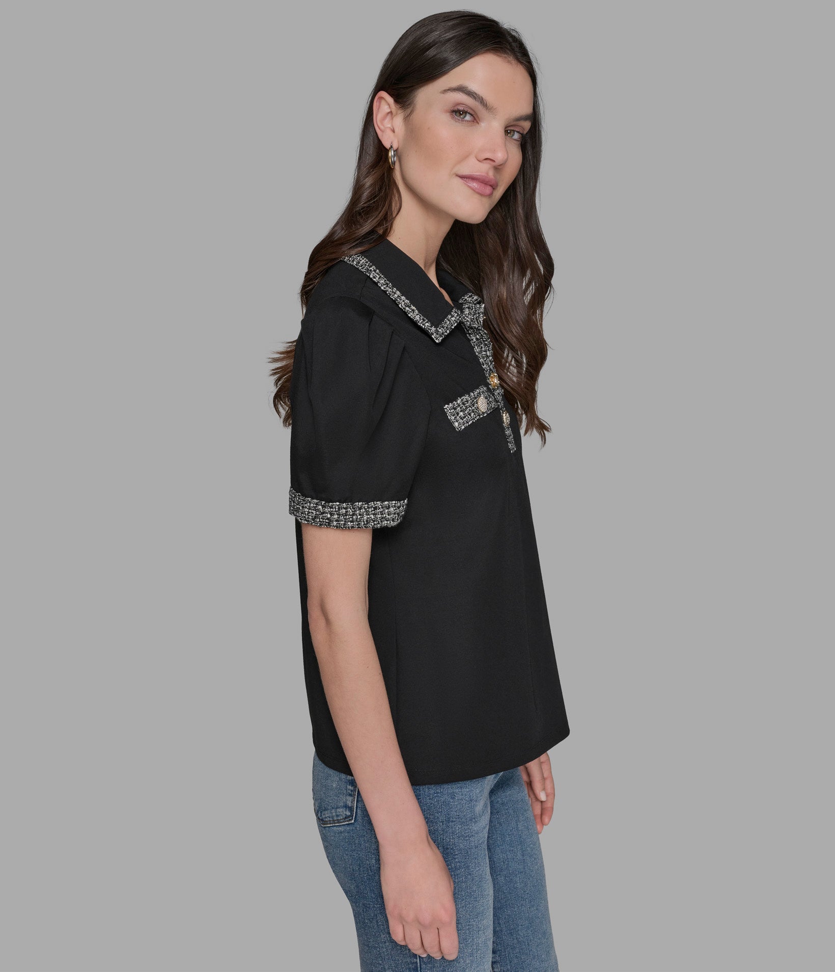 TWEED TRIM POLO VIEW 5 | Women's Tops & Sweaters TWEED TRIM POLO VIEW 5 | Women's Tops & Sweaters