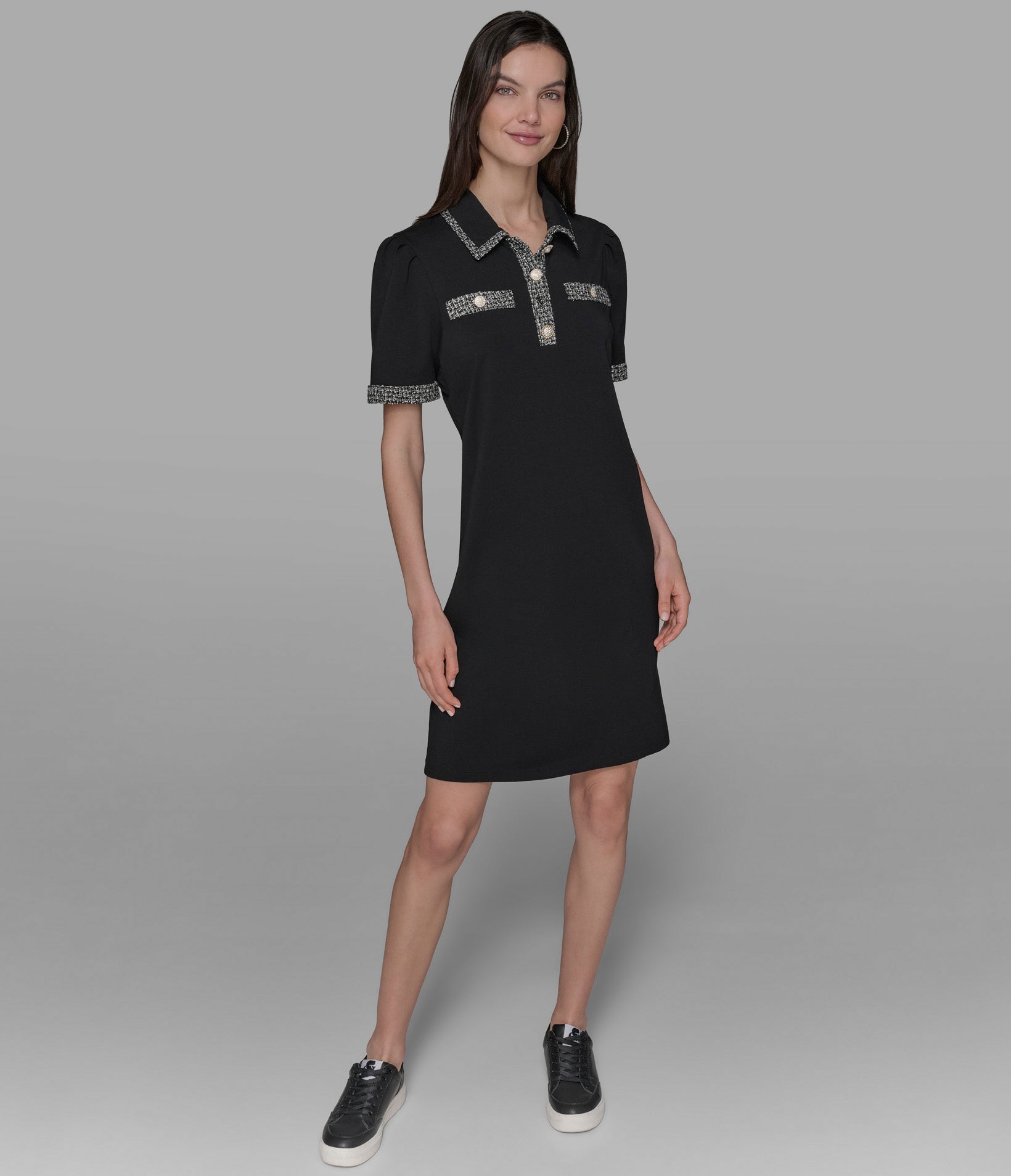 Tweed Trim Polo Dress | Dresses & Jumpsuits | Karl Lagerfeld Paris