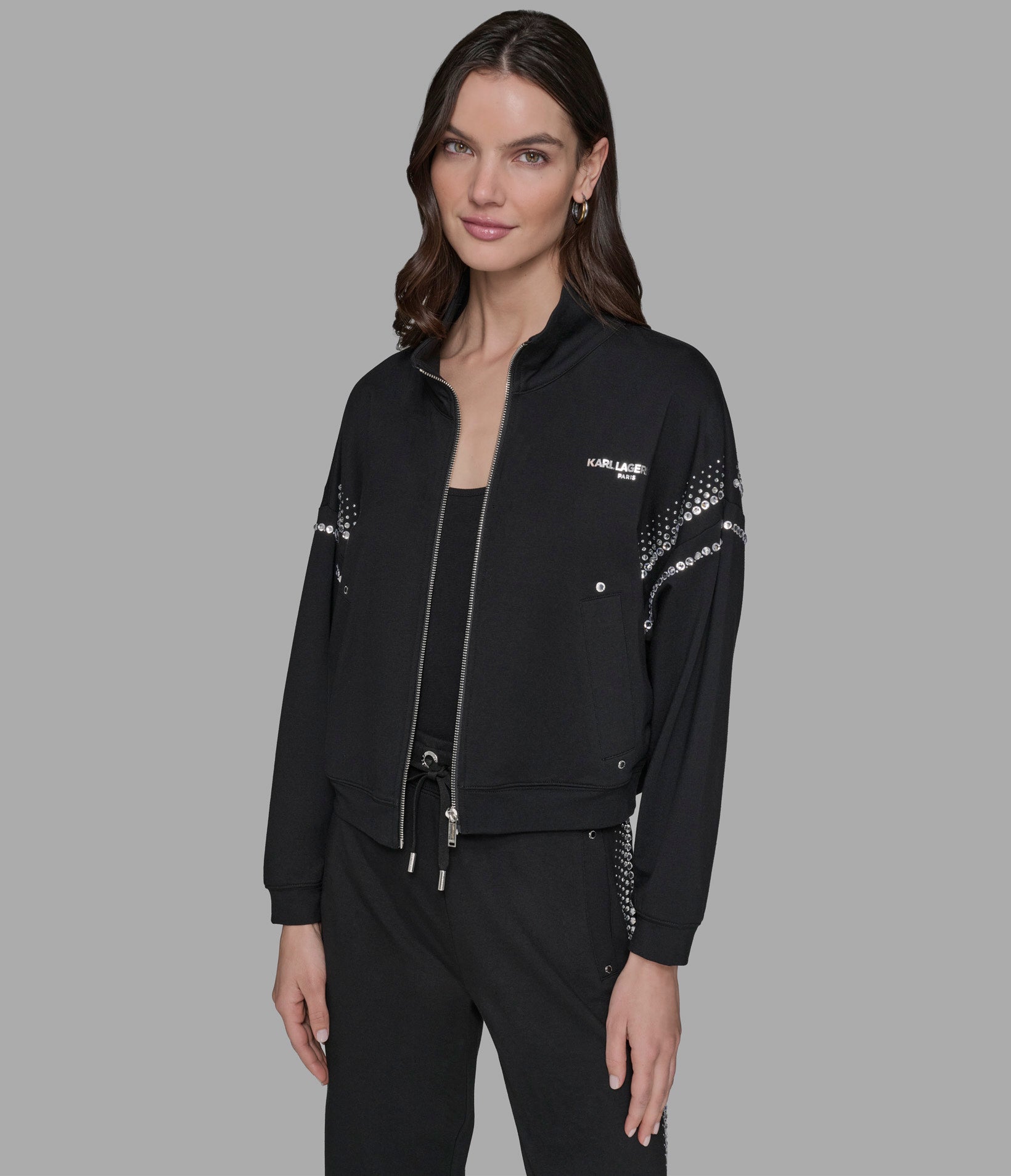 RHINESTONE TRIM TRACK JACKET VIEW 1 RHINESTONE TRIM TRACK JACKET VIEW 1