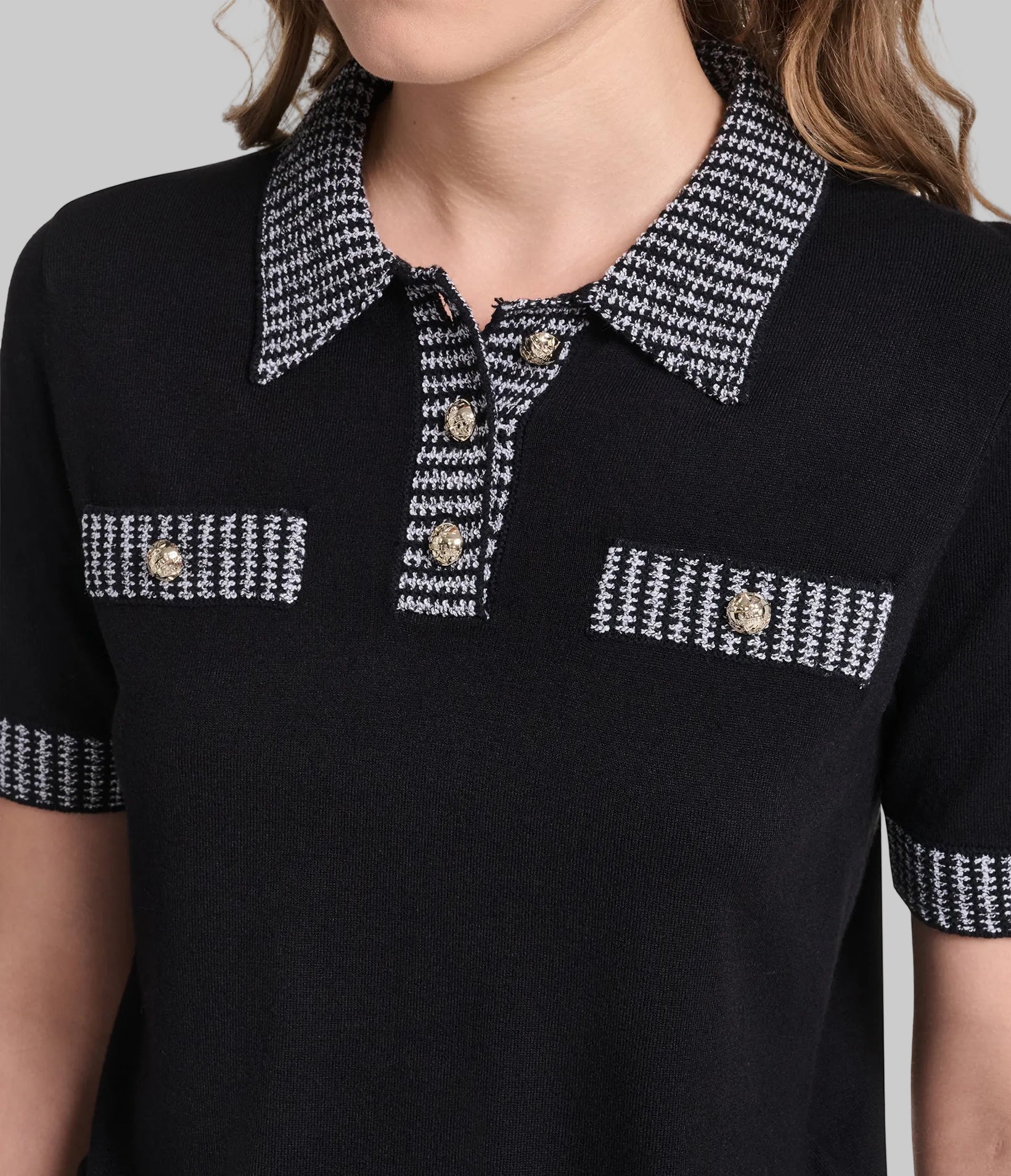 SHORT SLEEVE TWEED TRIM POLO VIEW 7 | Women's Tees & Tanks SHORT SLEEVE TWEED TRIM POLO VIEW 7 | Women's Tees & Tanks