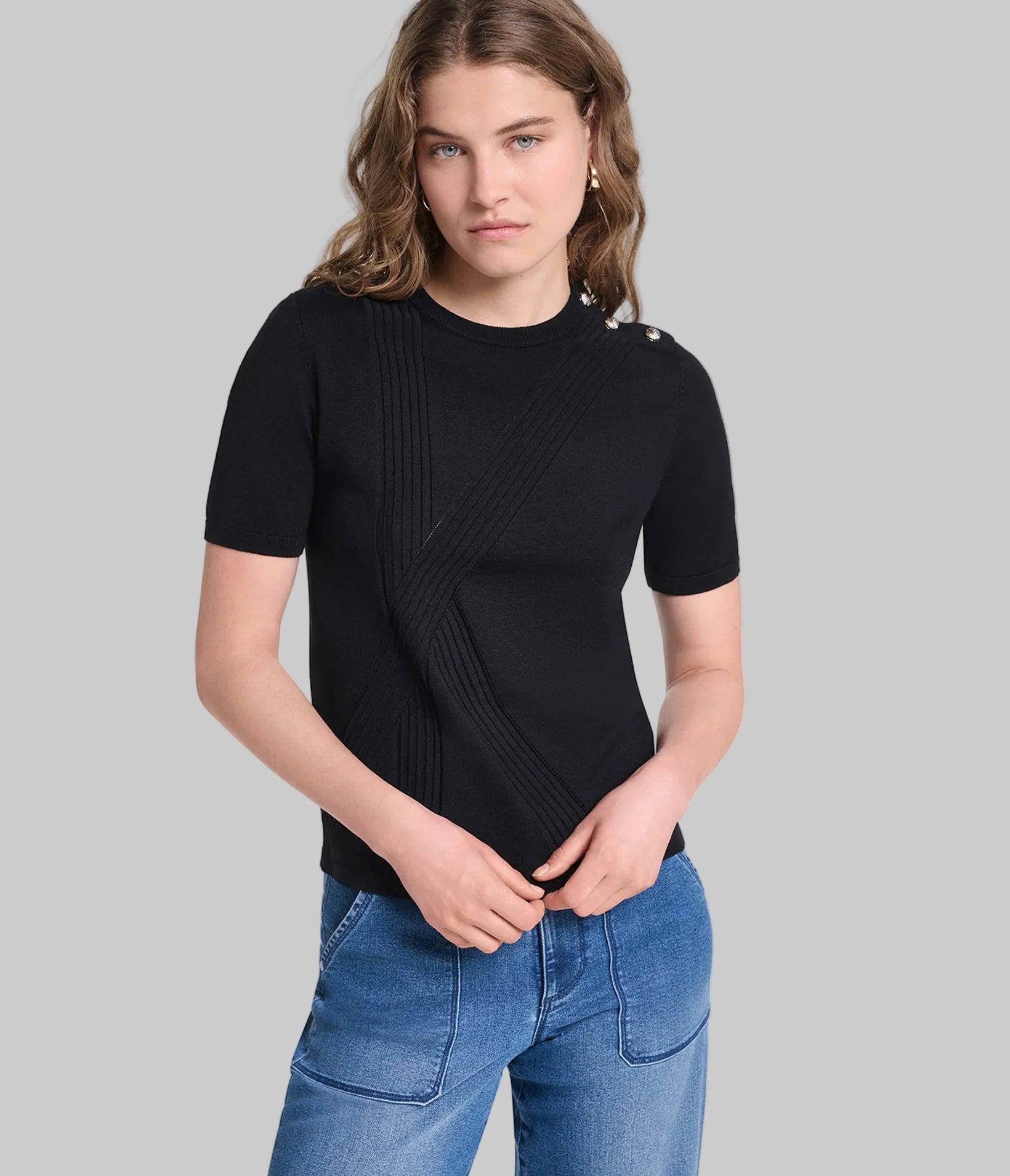 SHORT SLEEVE SWEATERS WITH BUTTONS View 1 | New Arrivals SHORT SLEEVE SWEATERS WITH BUTTONS View 1 | New Arrivals