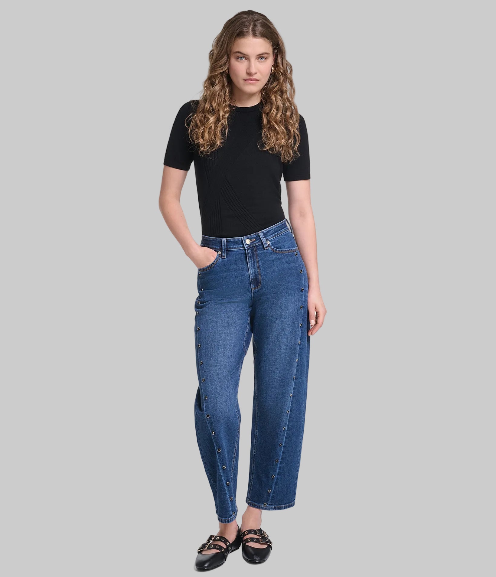 SIDE CRYSTAL STRAIGHT DENIM PANT VIEW 5 SIDE CRYSTAL STRAIGHT DENIM PANT VIEW 5