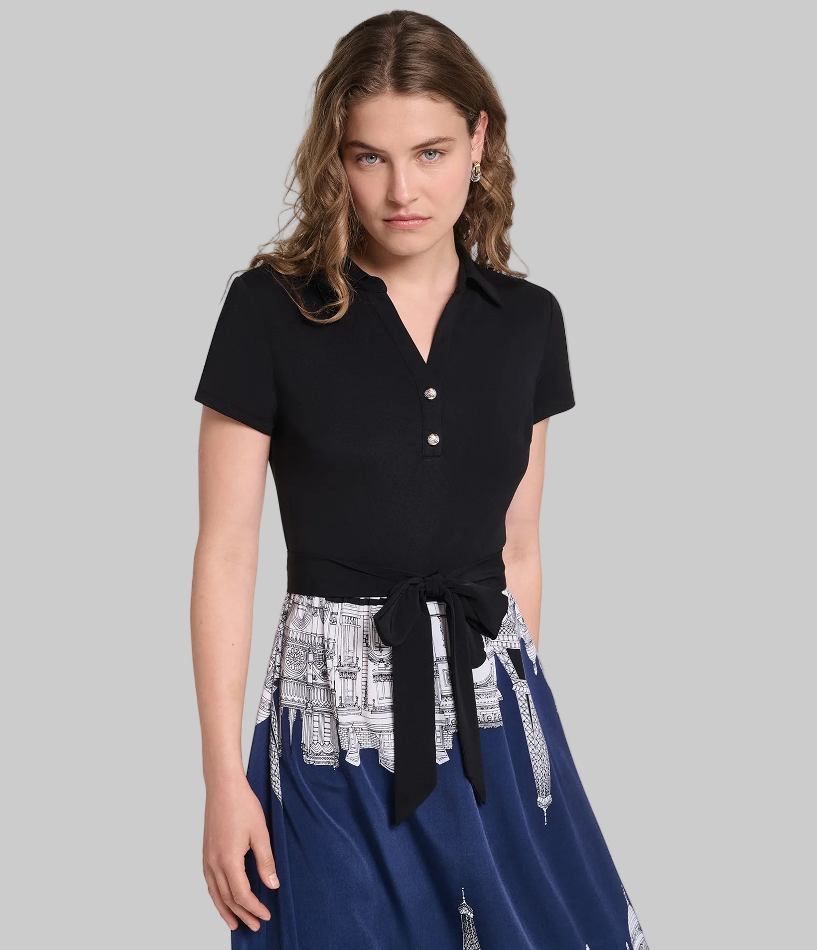 PRINTED PARIS SCENE MIDI DRESS VIEW 5 PRINTED PARIS SCENE MIDI DRESS VIEW 5