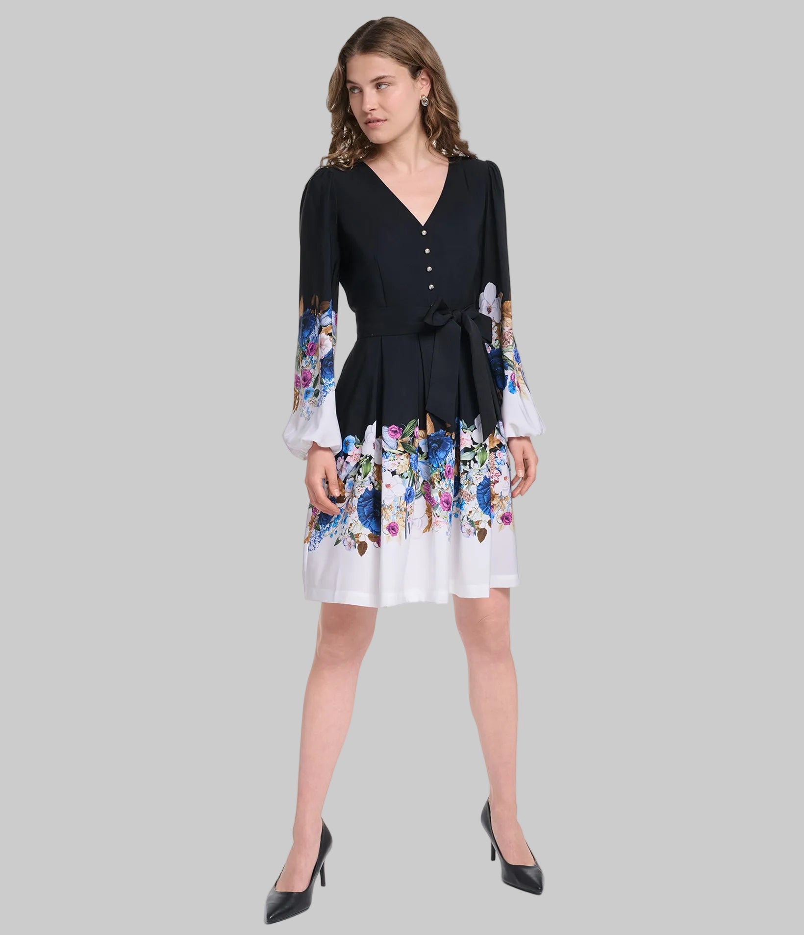 FLARE FLORAL PRINT DRESS VIEW 5 FLARE FLORAL PRINT DRESS VIEW 5