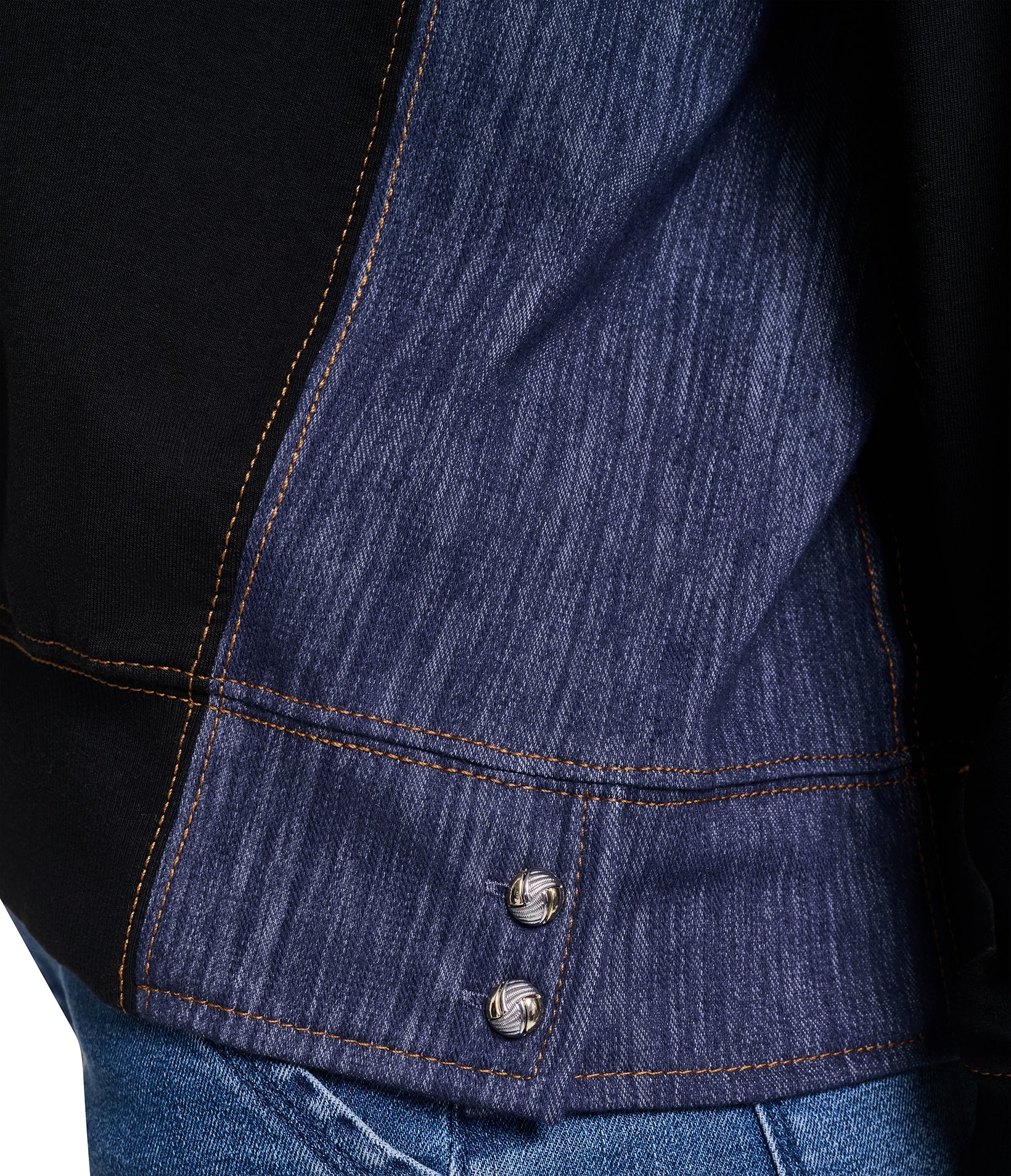 LONG SLEEVE DENIM TRIM CREW SWEATSHIRT VIEW 9 LONG SLEEVE DENIM TRIM CREW SWEATSHIRT VIEW 9